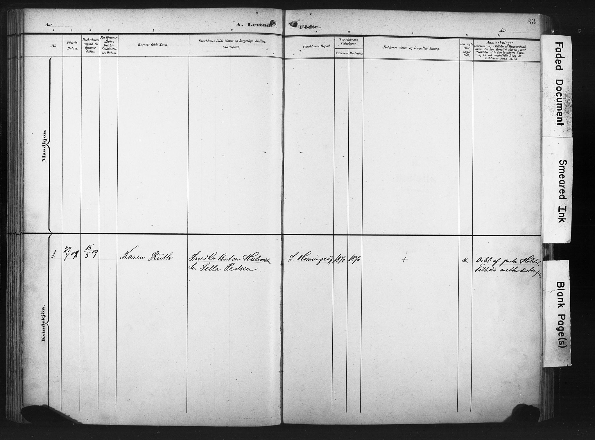 Måsøy sokneprestkontor, SATØ/S-1348/H/Ha/L0008kirke: Parish register (official) no. 8, 1900-1910, p. 83