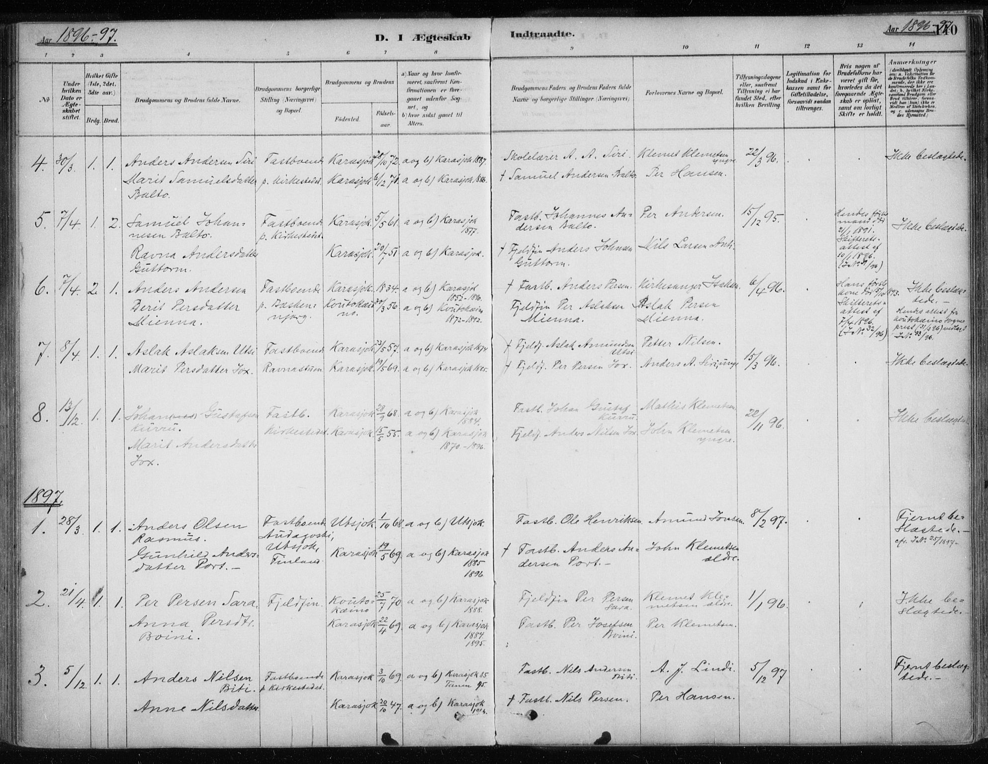 Karasjok sokneprestkontor, SATØ/S-1352/H/Ha/L0002kirke: Parish register (official) no. 2, 1885-1906, p. 140