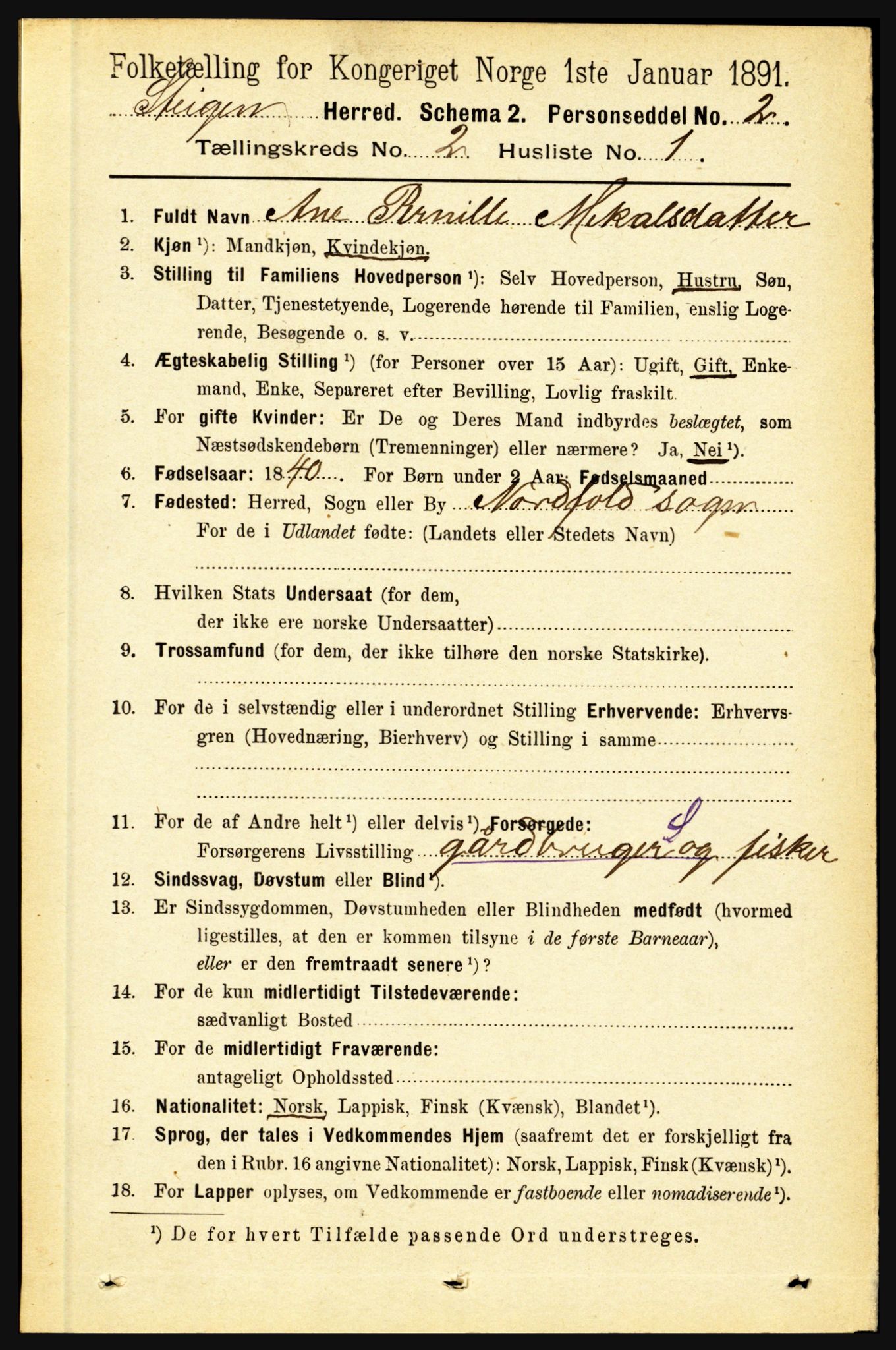 RA, 1891 census for 1848 Steigen, 1891, p. 653