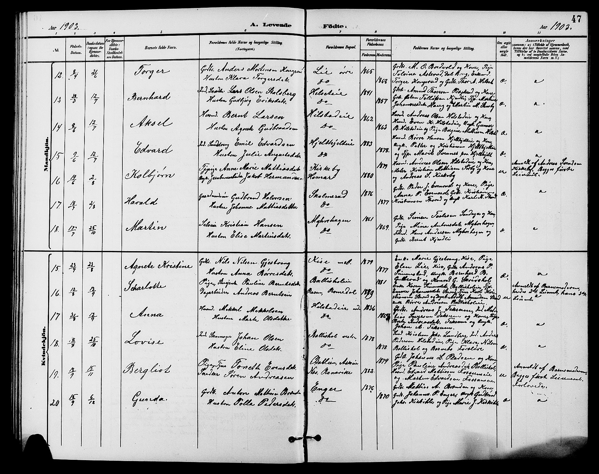 Nes prestekontor, Hedmark, AV/SAH-PREST-020/L/La/L0007: Parish register (copy) no. 7, 1892-1912, p. 47