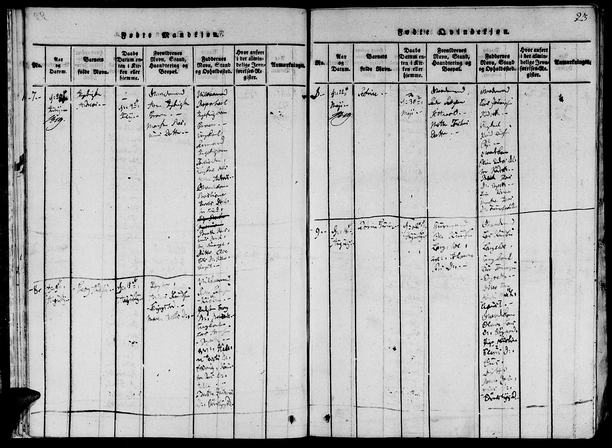 Ministerialprotokoller, klokkerbøker og fødselsregistre - Møre og Romsdal, AV/SAT-A-1454/520/L0273: Parish register (official) no. 520A03, 1817-1826, p. 23