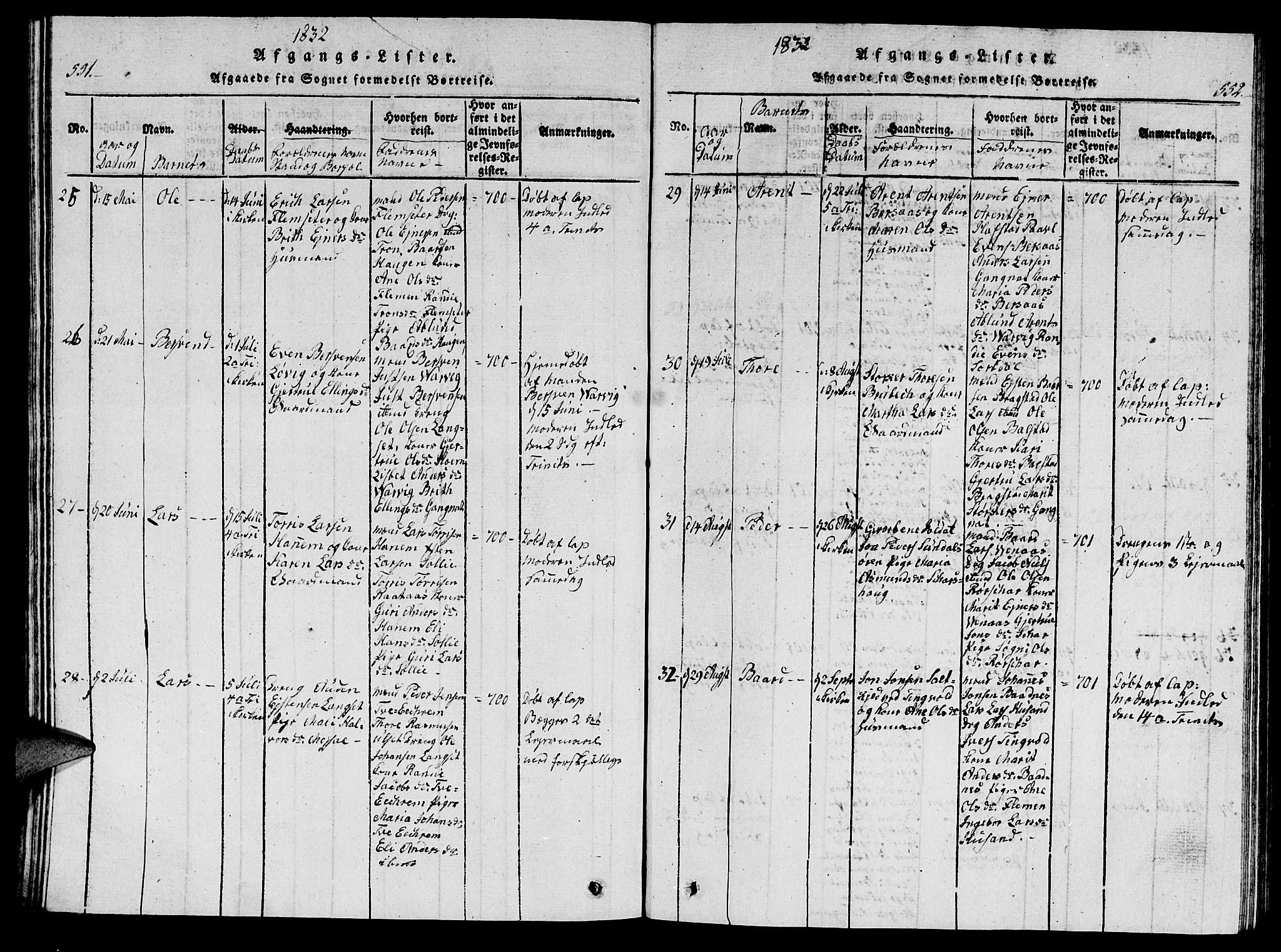 Ministerialprotokoller, klokkerbøker og fødselsregistre - Møre og Romsdal, AV/SAT-A-1454/586/L0990: Parish register (copy) no. 586C01, 1819-1837, p. 551-552