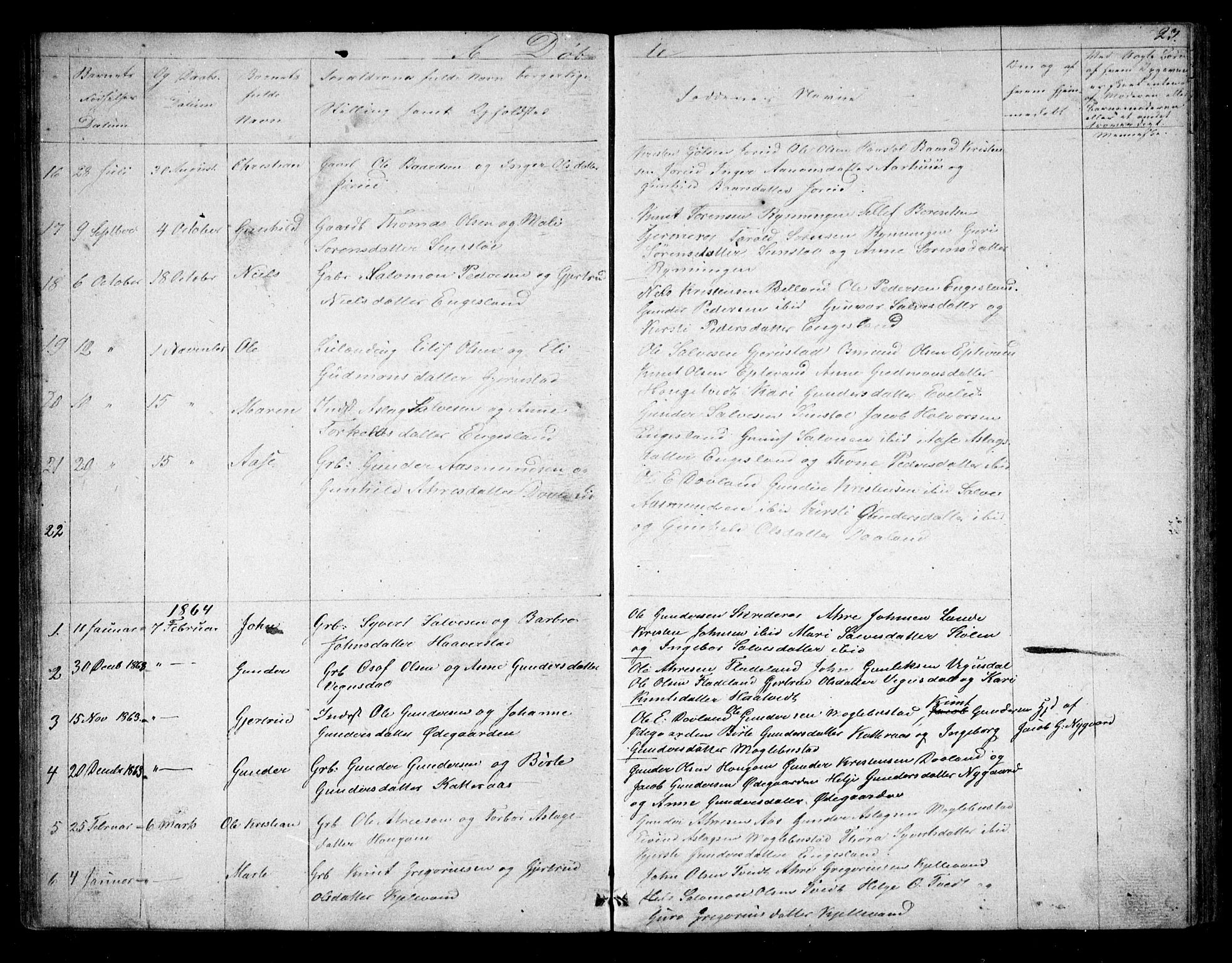 Herefoss sokneprestkontor, AV/SAK-1111-0019/F/Fb/Fbb/L0001: Parish register (copy) no. B 1, 1849-1879, p. 23