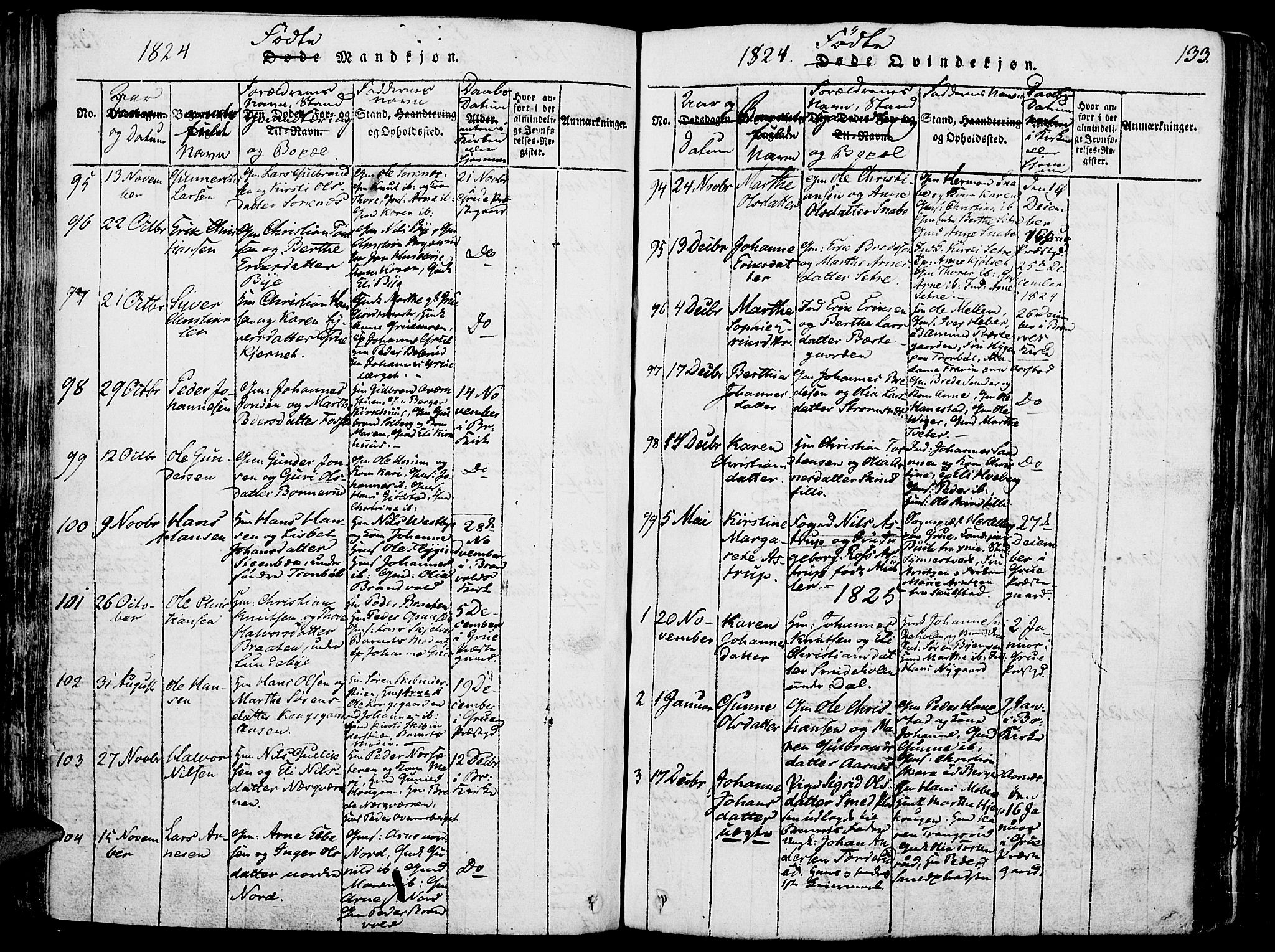 Grue prestekontor, SAH/PREST-036/H/Ha/Haa/L0006: Parish register (official) no. 6, 1814-1830, p. 133