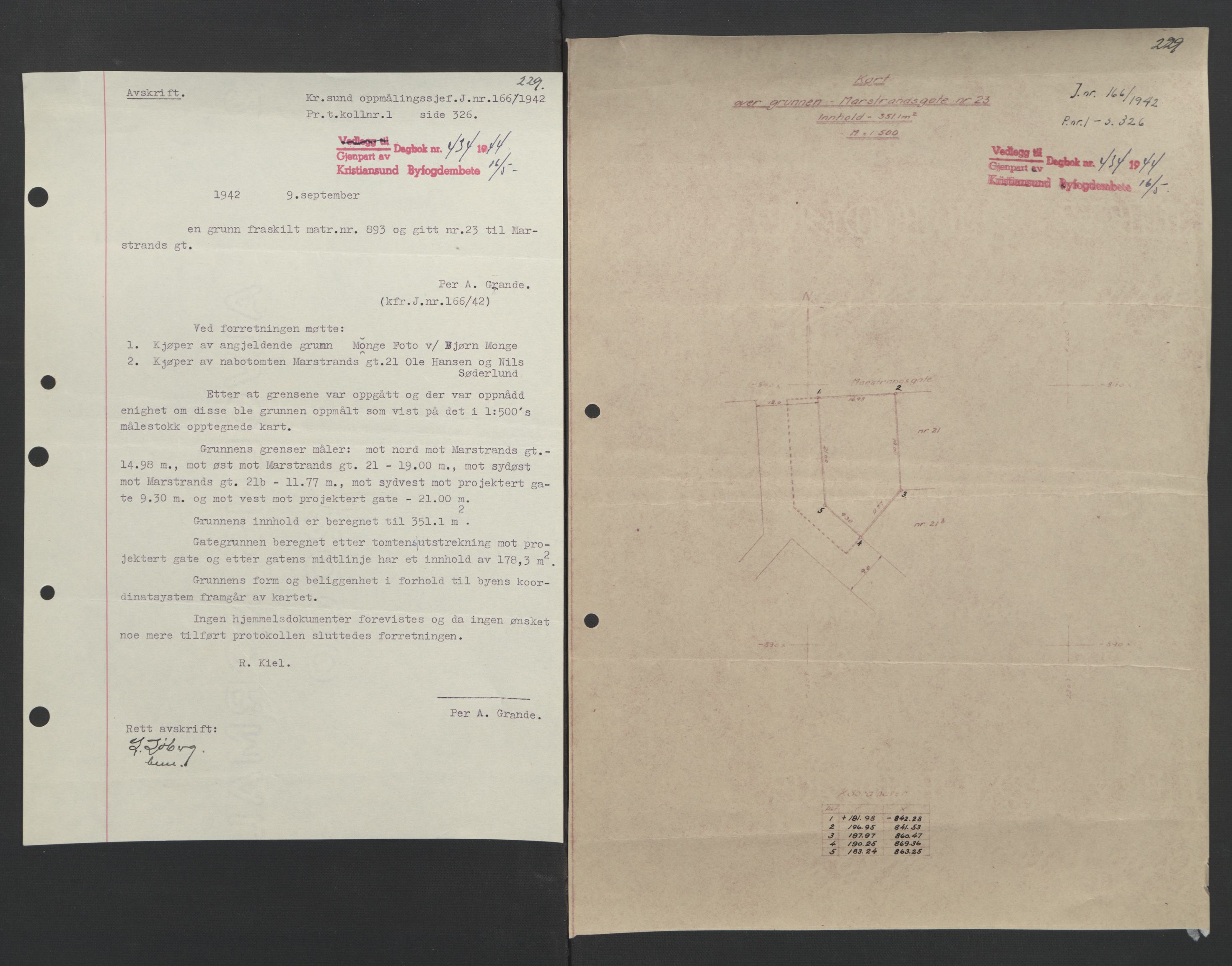 Kristiansund byfogd, AV/SAT-A-4587/A/27: Mortgage book no. 37, 1942-1945, Diary no: : 434/1944