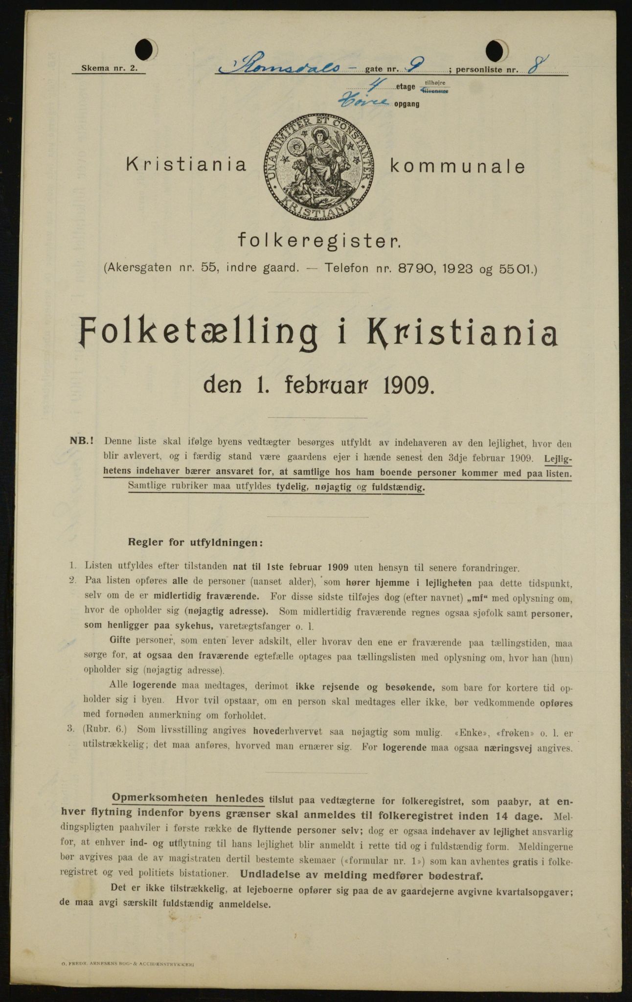 OBA, Municipal Census 1909 for Kristiania, 1909, p. 75530