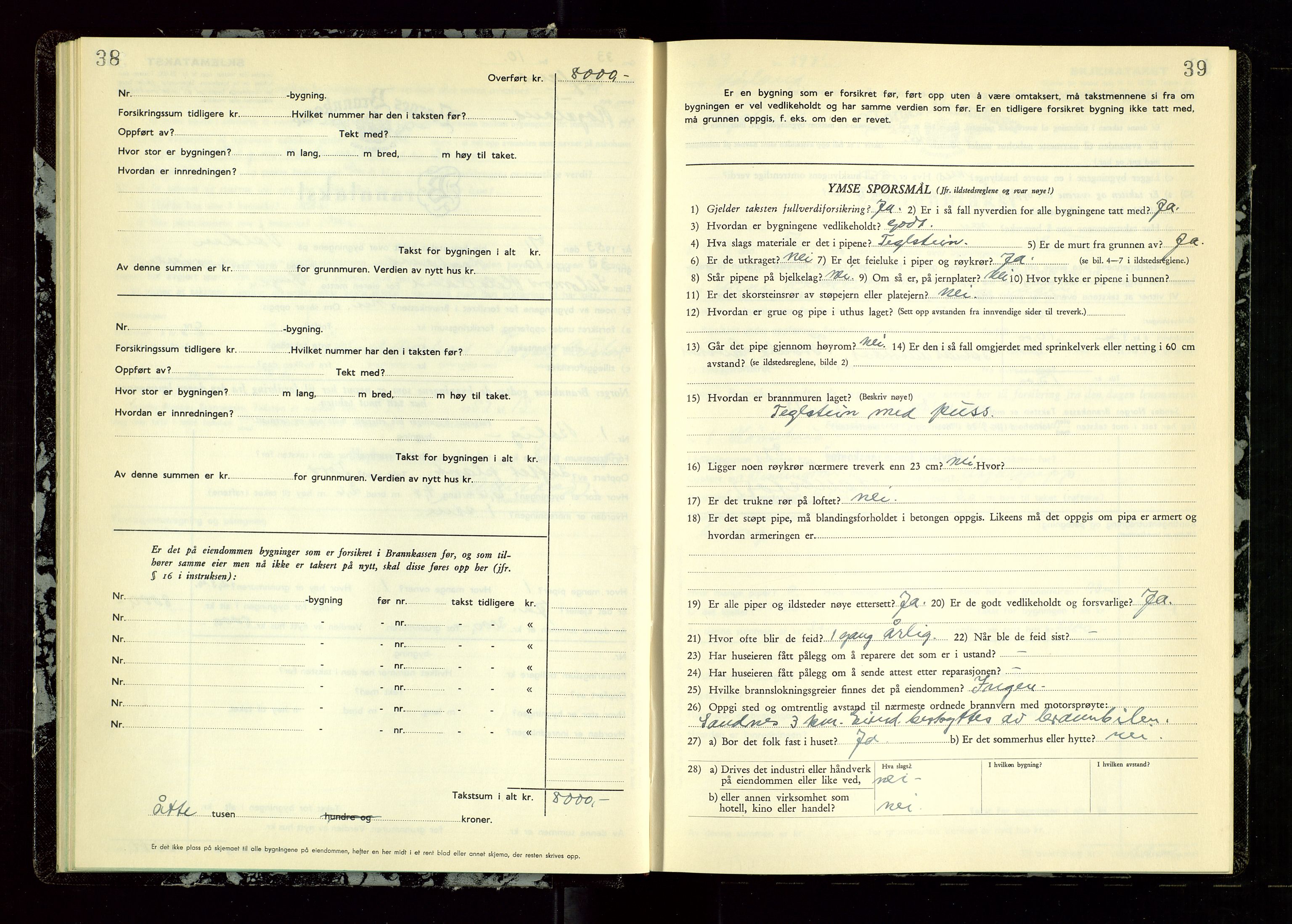 Høyland/Sandnes lensmannskontor, AV/SAST-A-100166/Gob/L0009: "Branntakstprotokoll", 1952-1955, p. 38-39