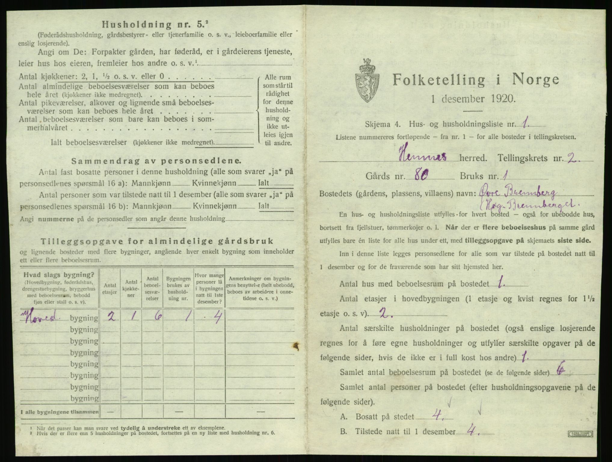 SAT, 1920 census for Hemnes, 1920, p. 510