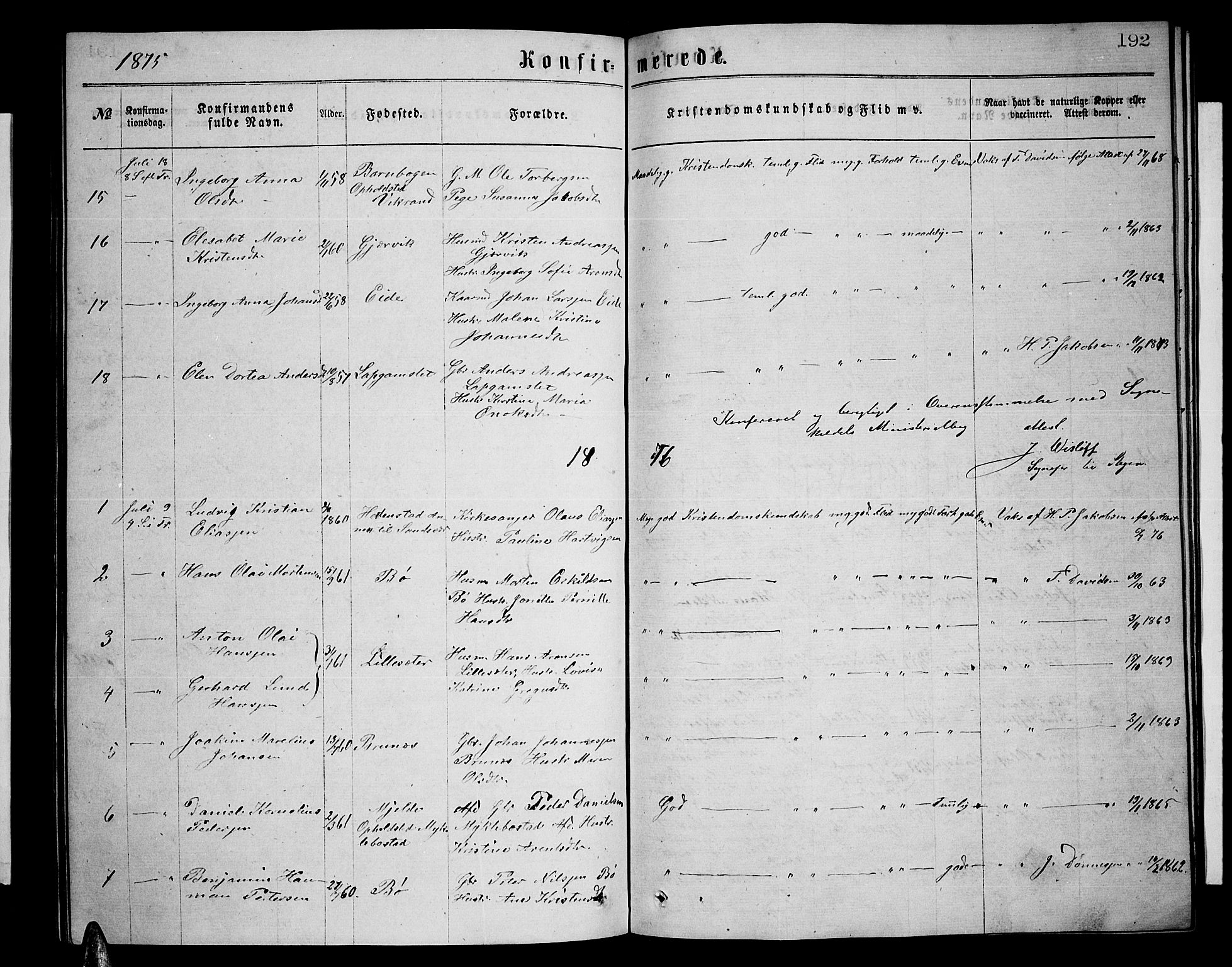 Ministerialprotokoller, klokkerbøker og fødselsregistre - Nordland, AV/SAT-A-1459/855/L0815: Parish register (copy) no. 855C04, 1865-1878, p. 192