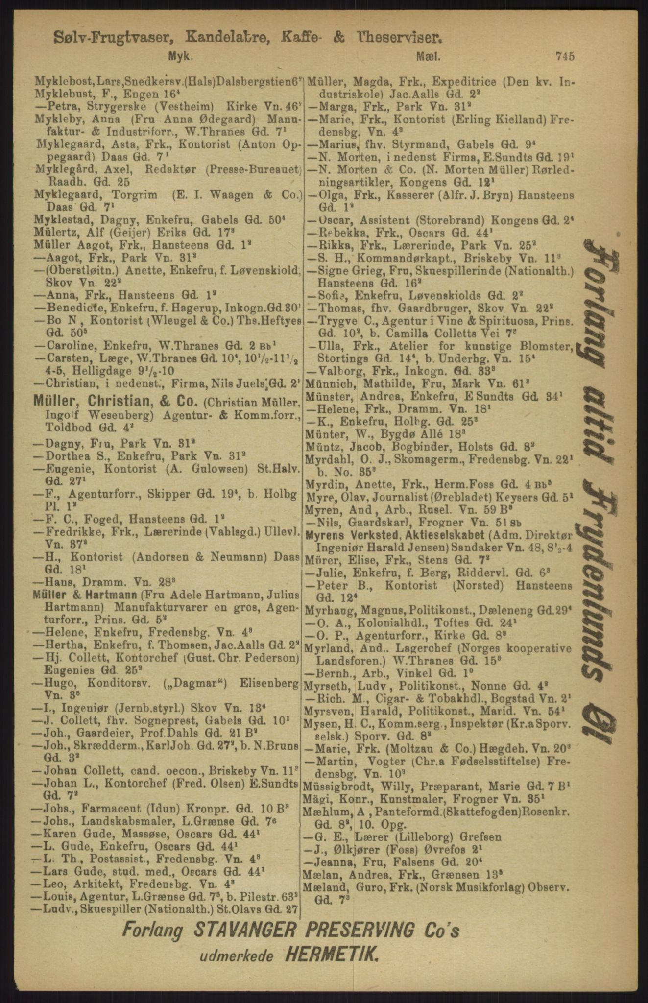Kristiania/Oslo adressebok, PUBL/-, 1911, p. 745