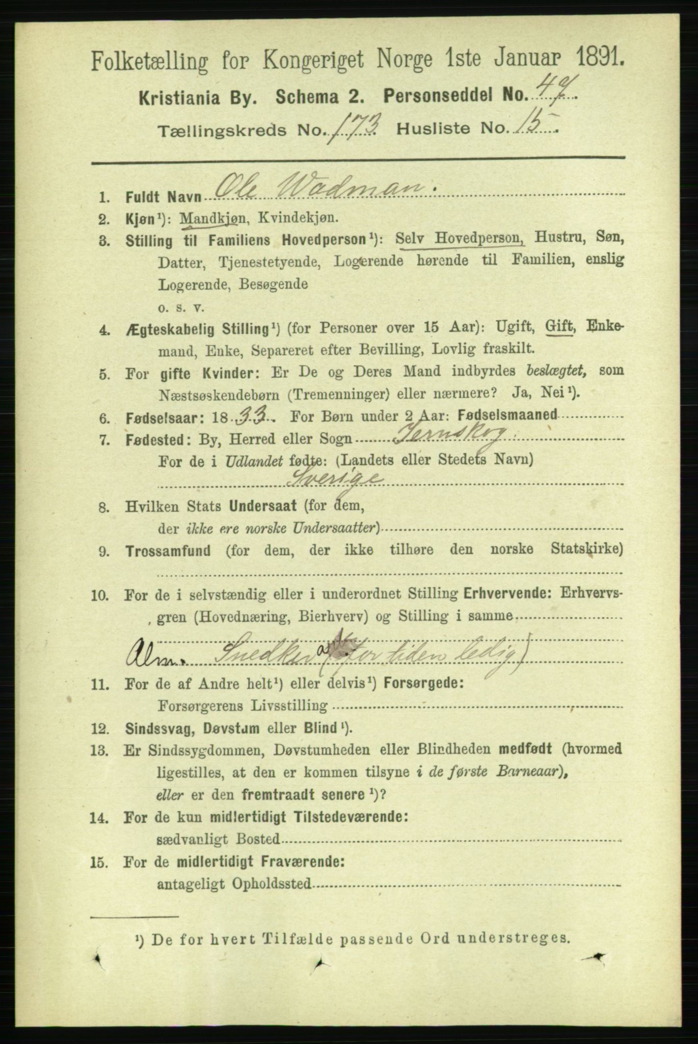 RA, 1891 census for 0301 Kristiania, 1891, p. 103621