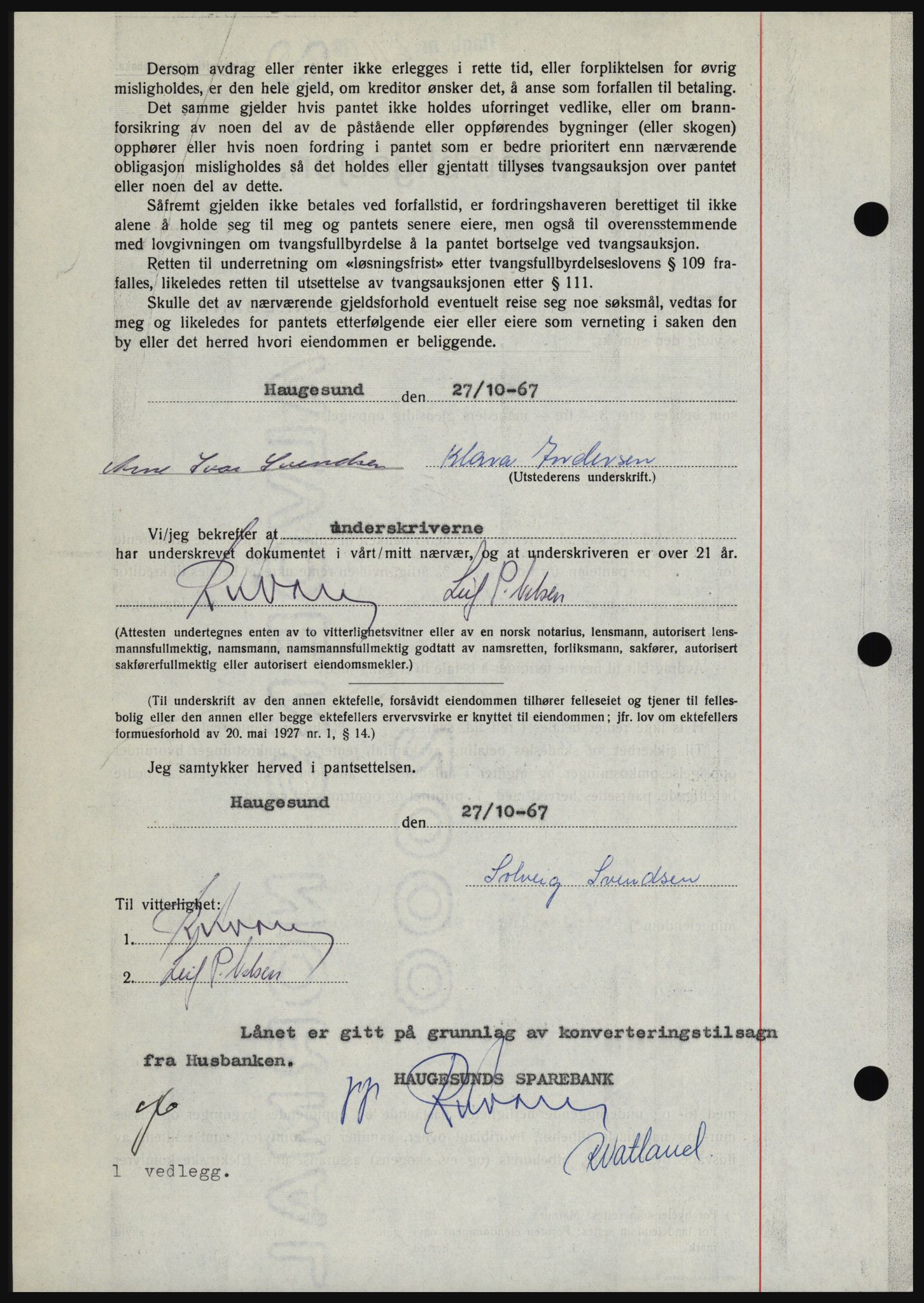 Haugesund tingrett, SAST/A-101415/01/II/IIC/L0058: Mortgage book no. B 58, 1967-1968, Diary no: : 671/1968