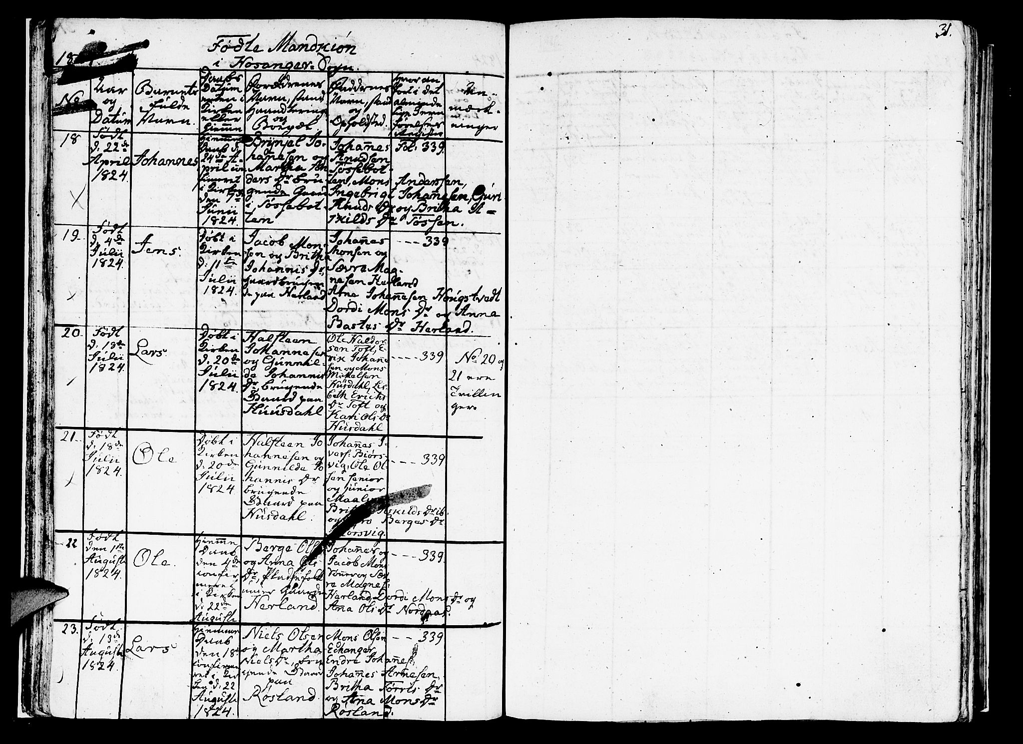 Hosanger sokneprestembete, AV/SAB-A-75801/H/Haa: Parish register (official) no. A 5, 1815-1824, p. 31