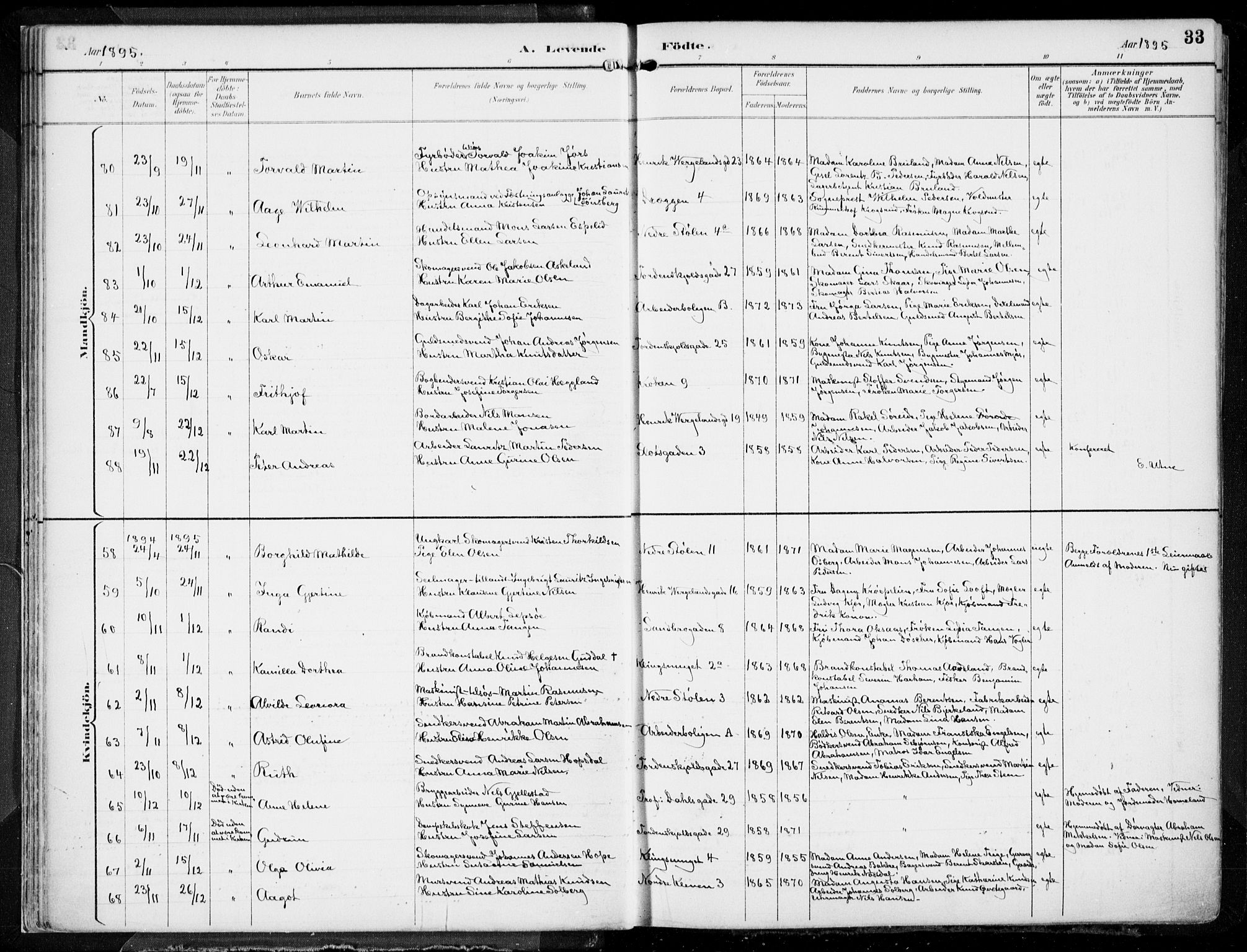 Mariakirken Sokneprestembete, SAB/A-76901/H/Hab/L0005: Parish register (copy) no. A 5, 1893-1913, p. 33