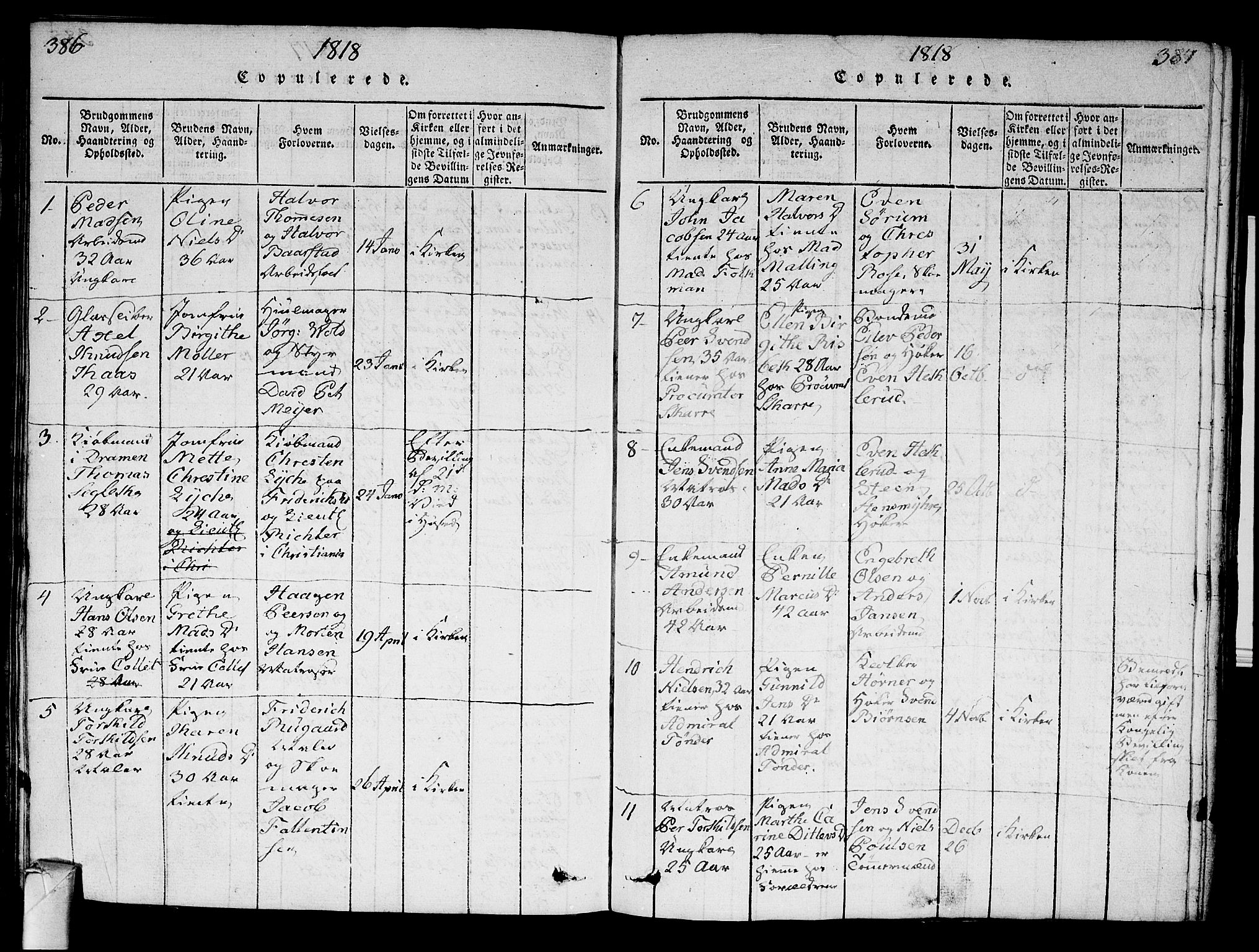 Strømsø kirkebøker, SAKO/A-246/G/Ga/L0001: Parish register (copy) no. 1, 1815-1829, p. 386-387