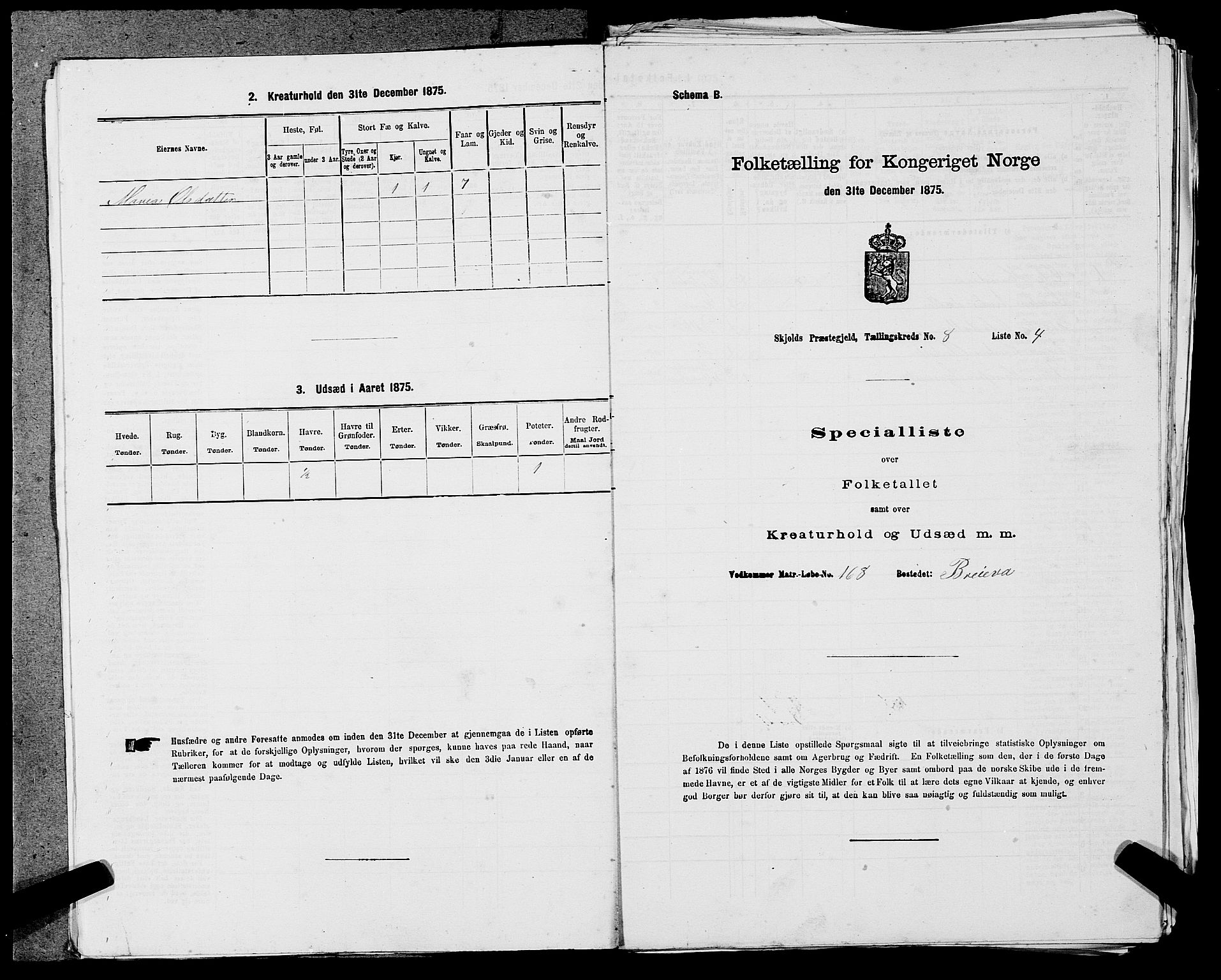 SAST, 1875 census for 1154P Skjold, 1875, p. 727