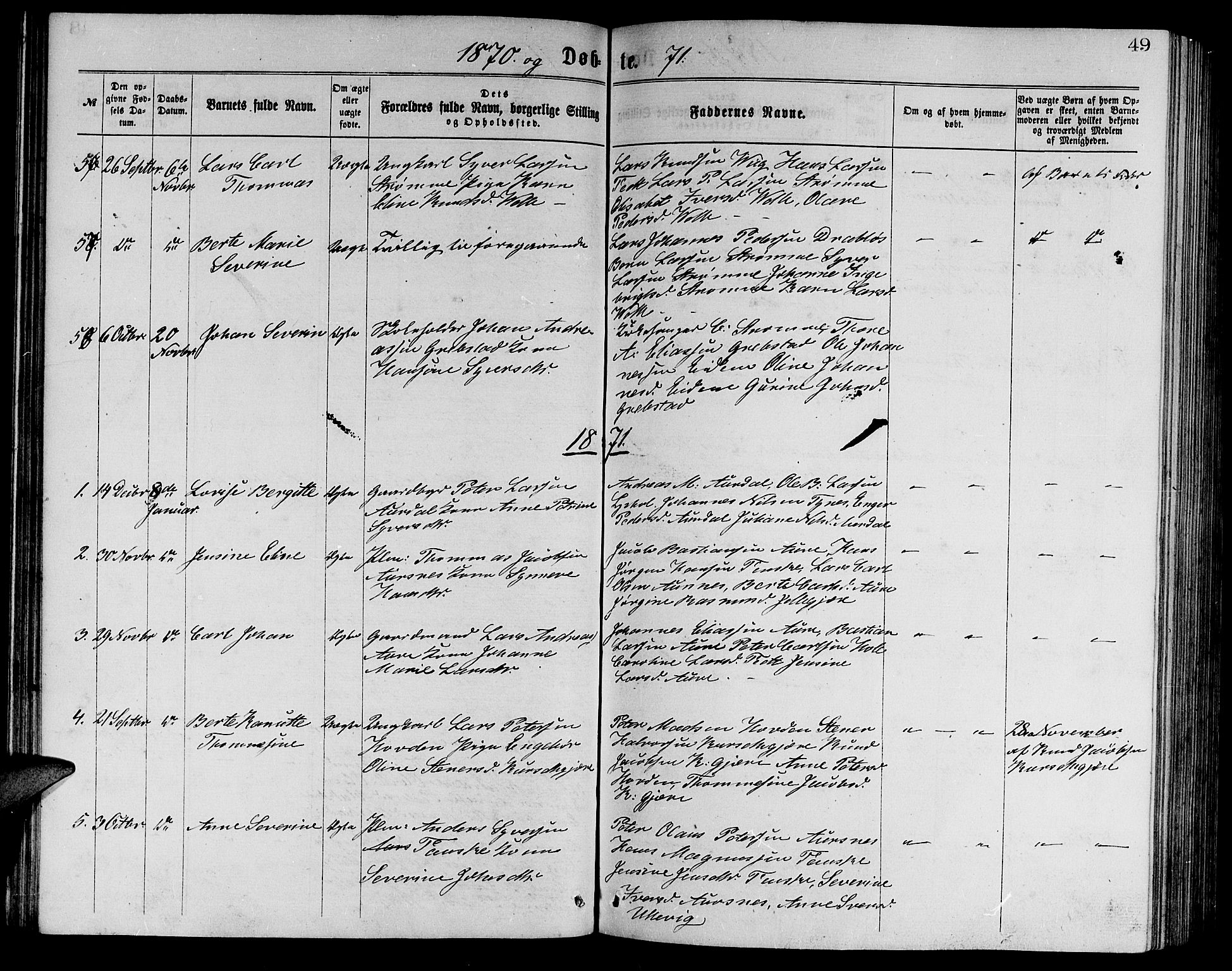 Ministerialprotokoller, klokkerbøker og fødselsregistre - Møre og Romsdal, AV/SAT-A-1454/523/L0338: Parish register (copy) no. 523C01, 1865-1877, p. 49