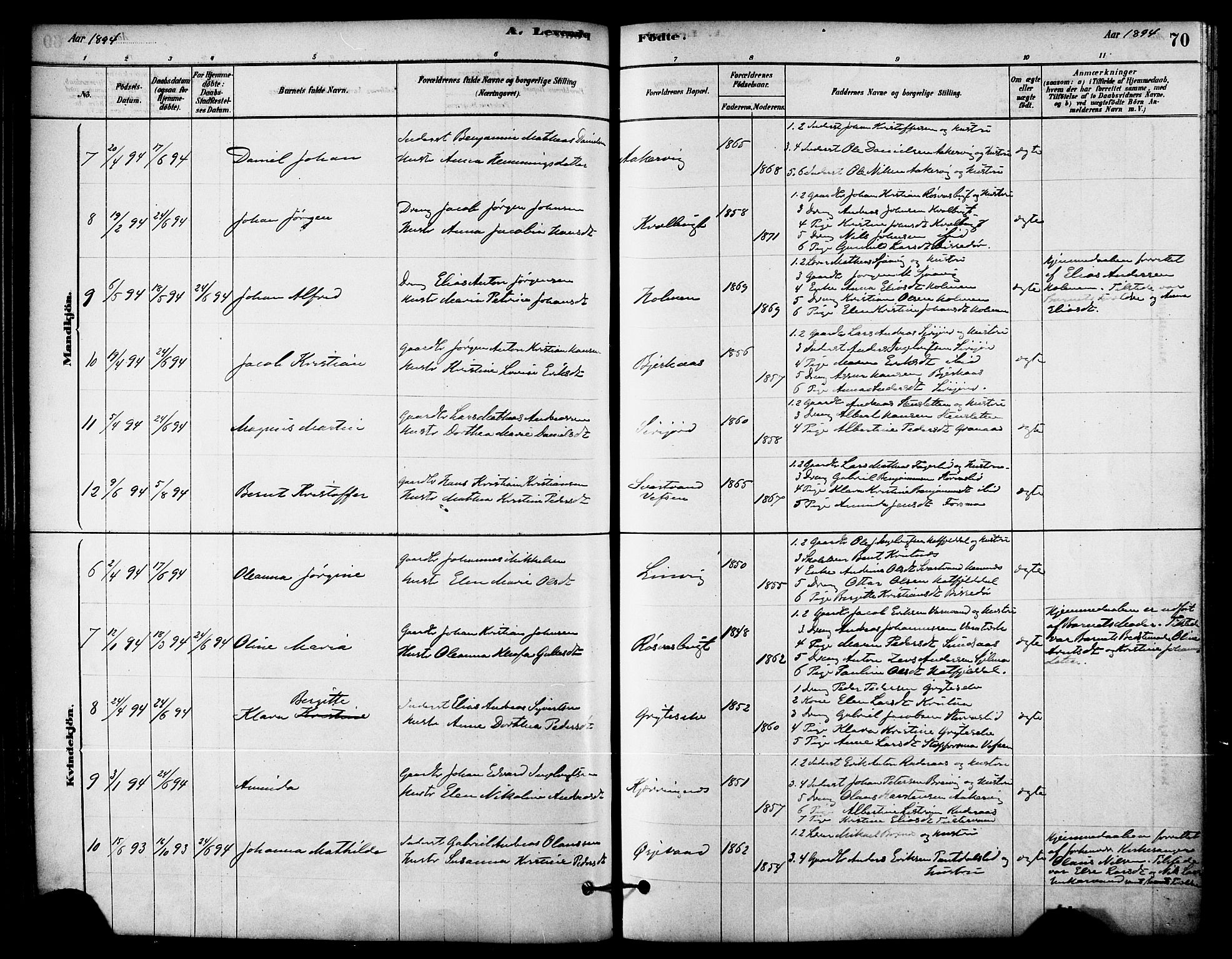 Ministerialprotokoller, klokkerbøker og fødselsregistre - Nordland, AV/SAT-A-1459/823/L0325: Parish register (official) no. 823A02, 1878-1898, p. 70