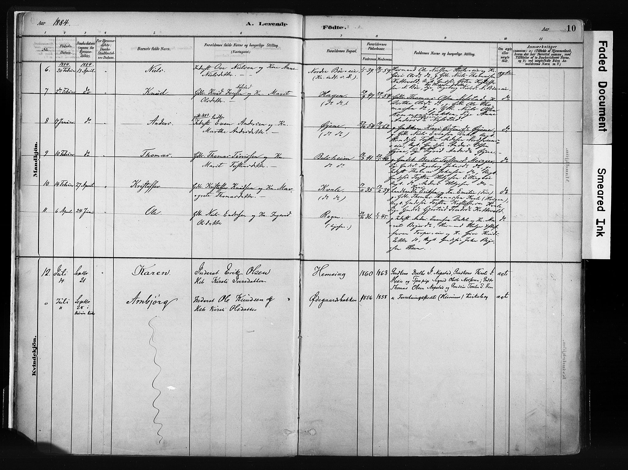 Vang prestekontor, Valdres, AV/SAH-PREST-140/H/Ha/L0008: Parish register (official) no. 8, 1882-1910, p. 10