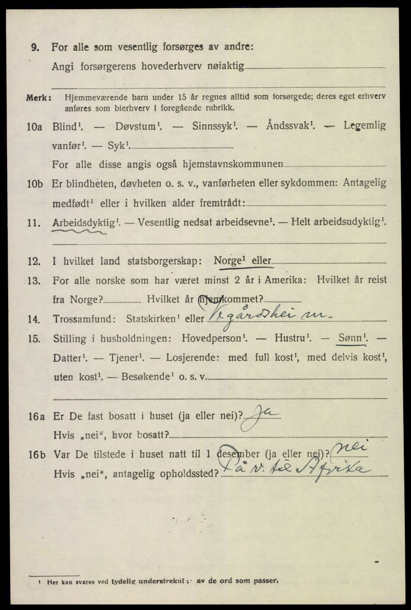 SAK, 1920 census for Dypvåg, 1920, p. 2298