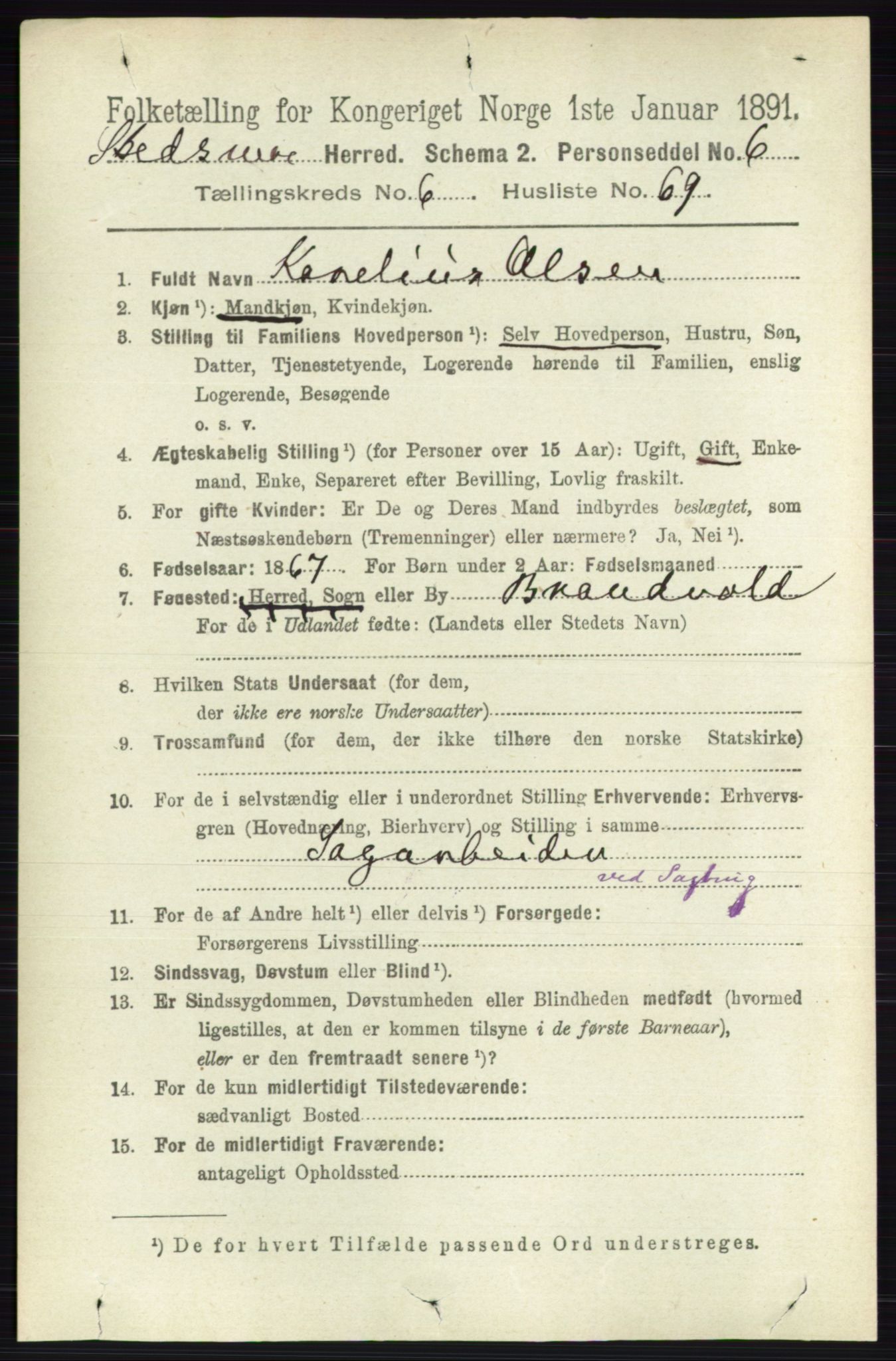 RA, 1891 census for 0231 Skedsmo, 1891, p. 3252