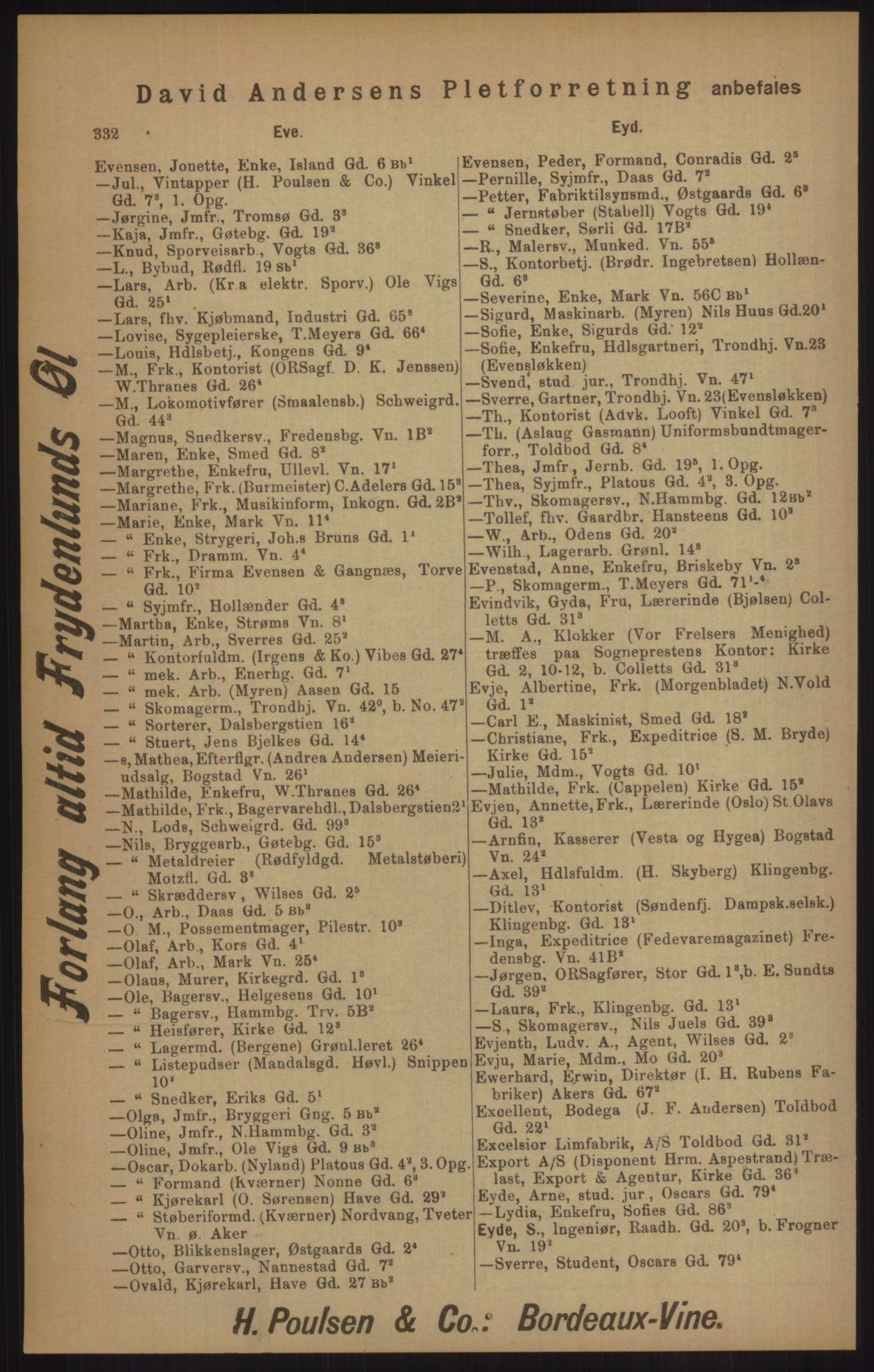 Kristiania/Oslo adressebok, PUBL/-, 1905, p. 332