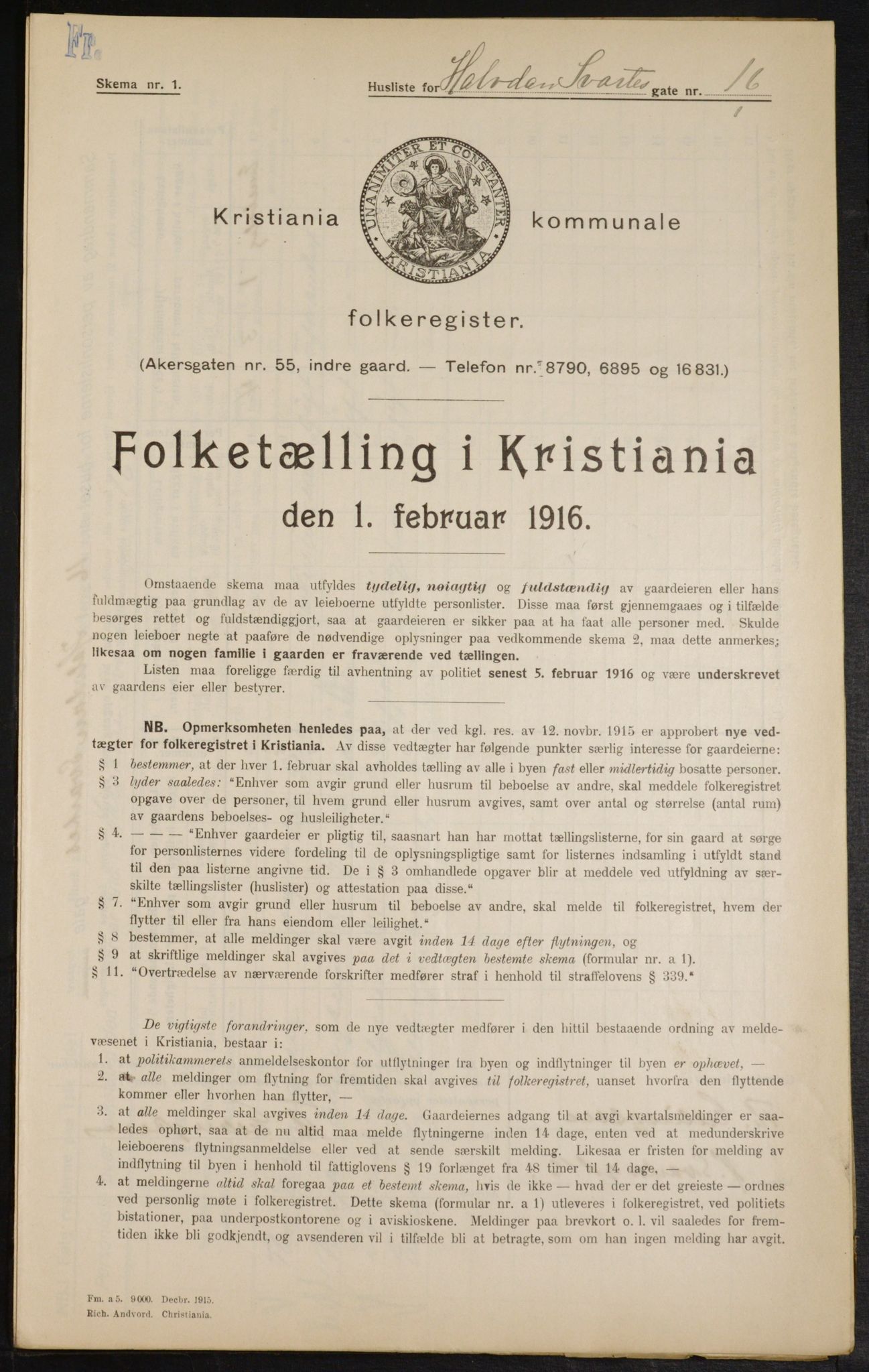 OBA, Municipal Census 1916 for Kristiania, 1916, p. 34733