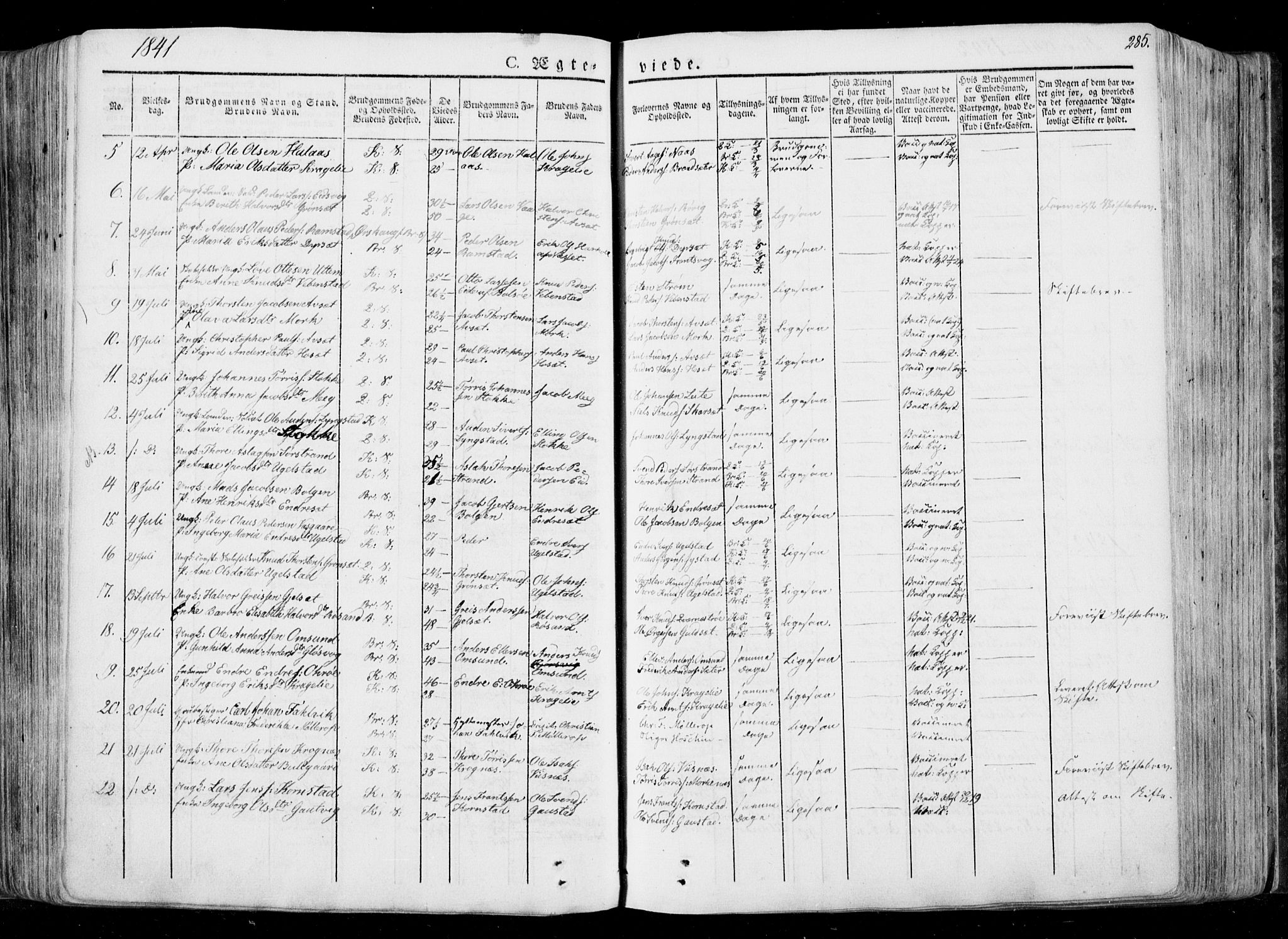 Ministerialprotokoller, klokkerbøker og fødselsregistre - Møre og Romsdal, SAT/A-1454/568/L0803: Parish register (official) no. 568A10, 1830-1853, p. 285