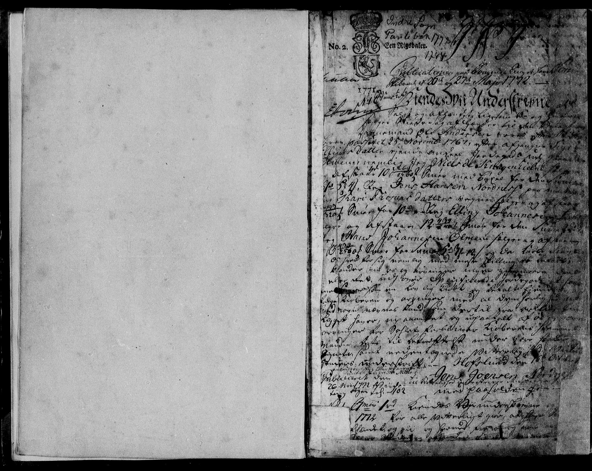 Indre Sogn tingrett, AV/SAB-A-3301/1/G/Gb/Gba/L0004a: Mortgage book no. II.B.4a, 1772-1779, p. 1