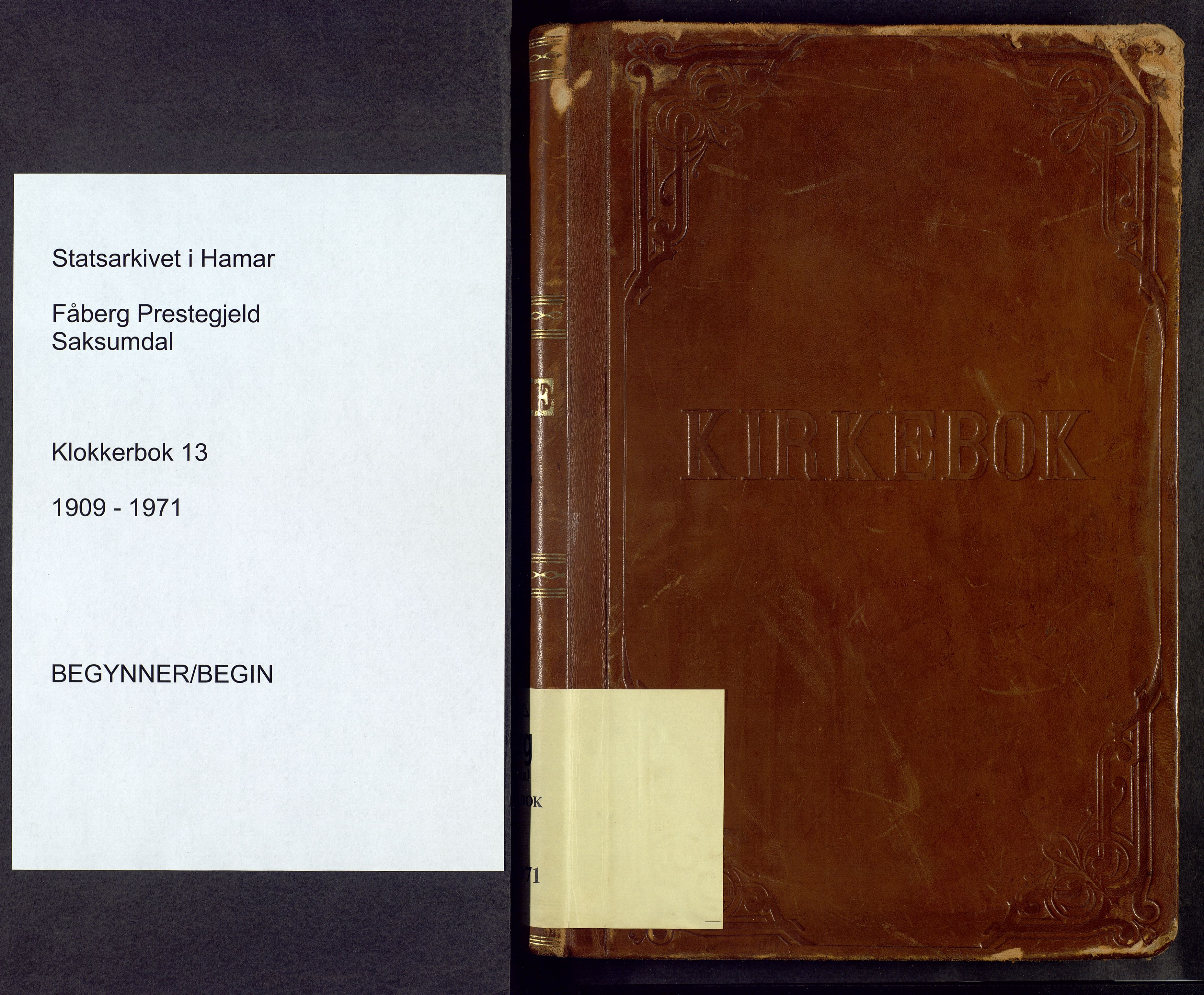 Fåberg prestekontor, AV/SAH-PREST-086/H/Ha/Hab/L0013: Parish register (copy) no. 13, 1909-1971