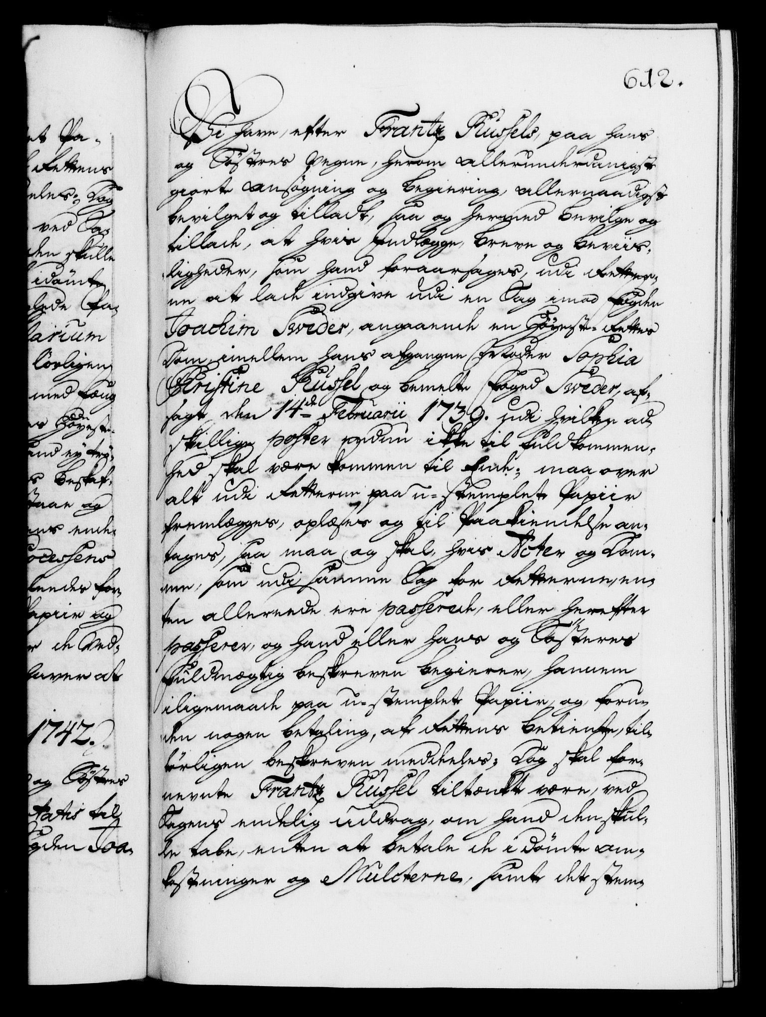 Danske Kanselli 1572-1799, AV/RA-EA-3023/F/Fc/Fca/Fcaa/L0032: Norske registre, 1741-1742, p. 612a