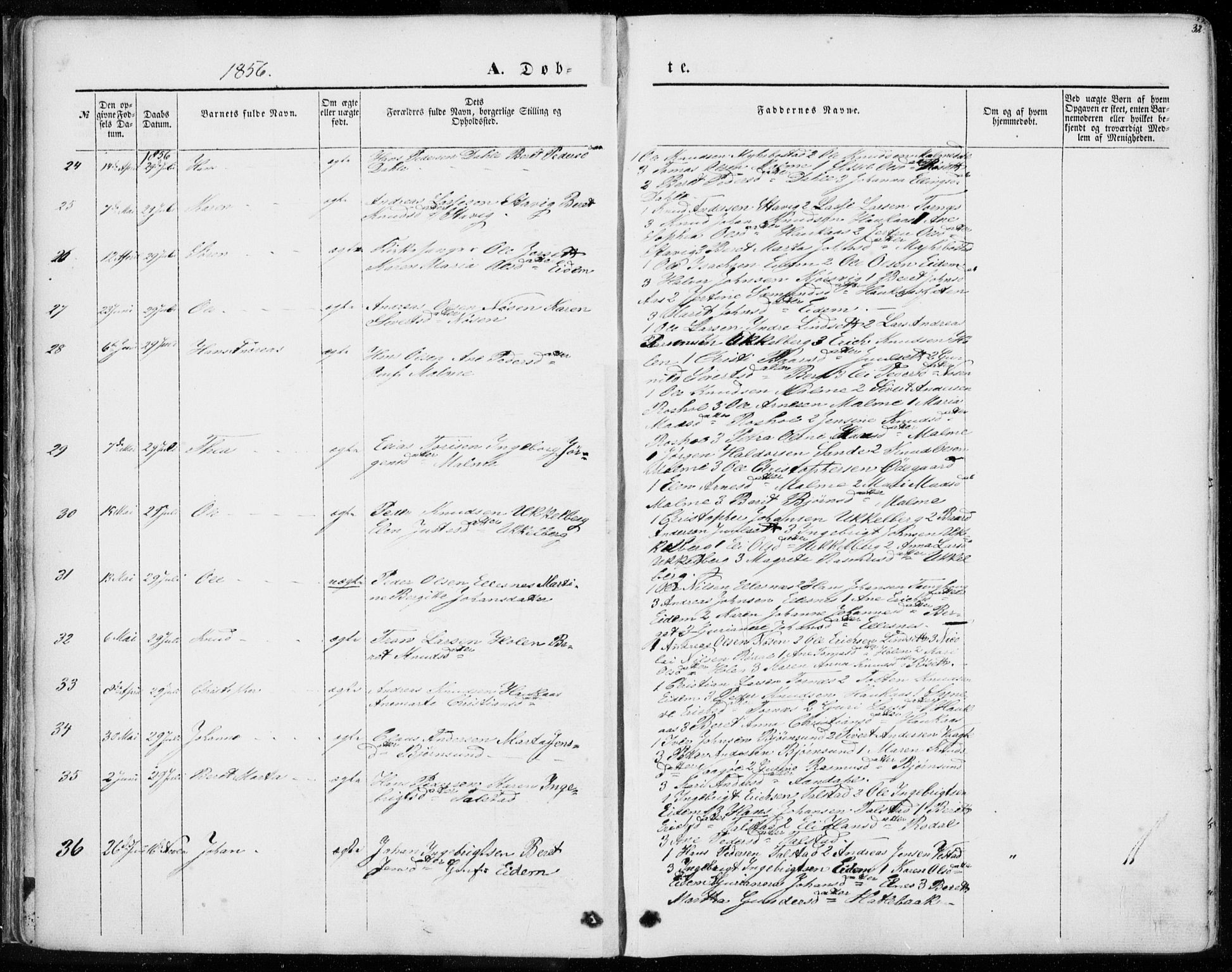 Ministerialprotokoller, klokkerbøker og fødselsregistre - Møre og Romsdal, AV/SAT-A-1454/565/L0748: Parish register (official) no. 565A02, 1845-1872, p. 32