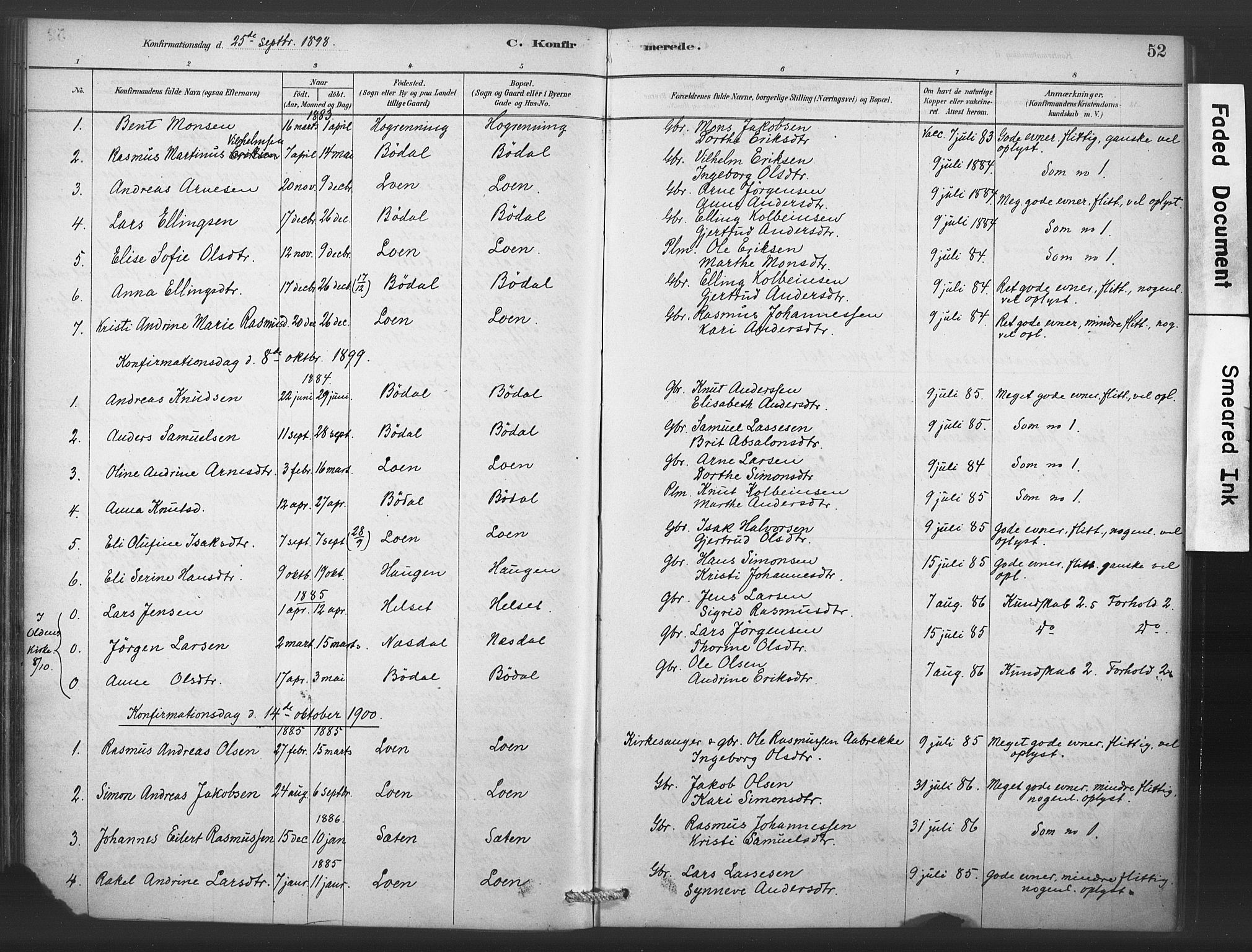 Stryn Sokneprestembete, AV/SAB-A-82501: Parish register (official) no. C 1, 1878-1907, p. 52