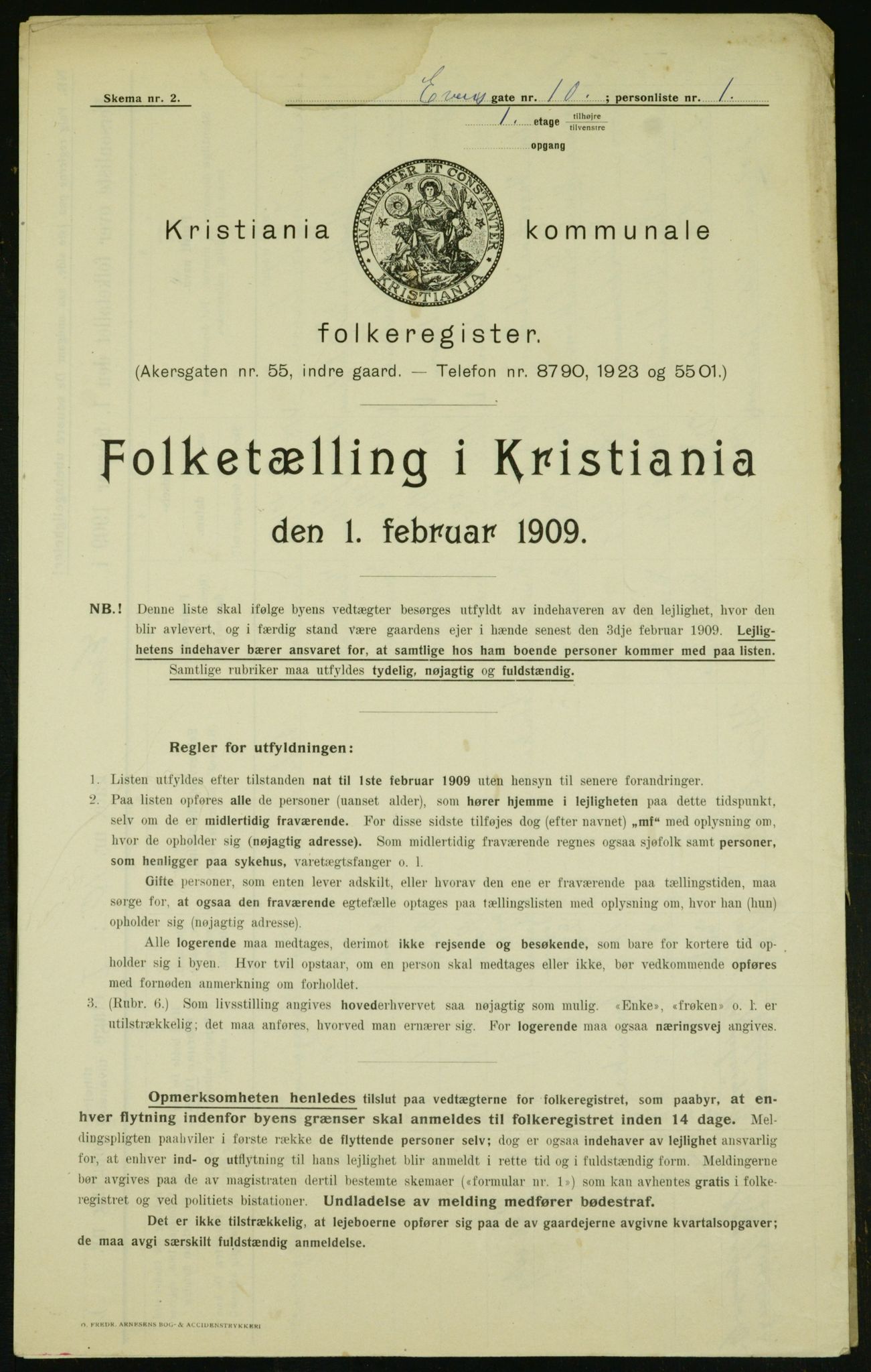 OBA, Municipal Census 1909 for Kristiania, 1909, p. 20663