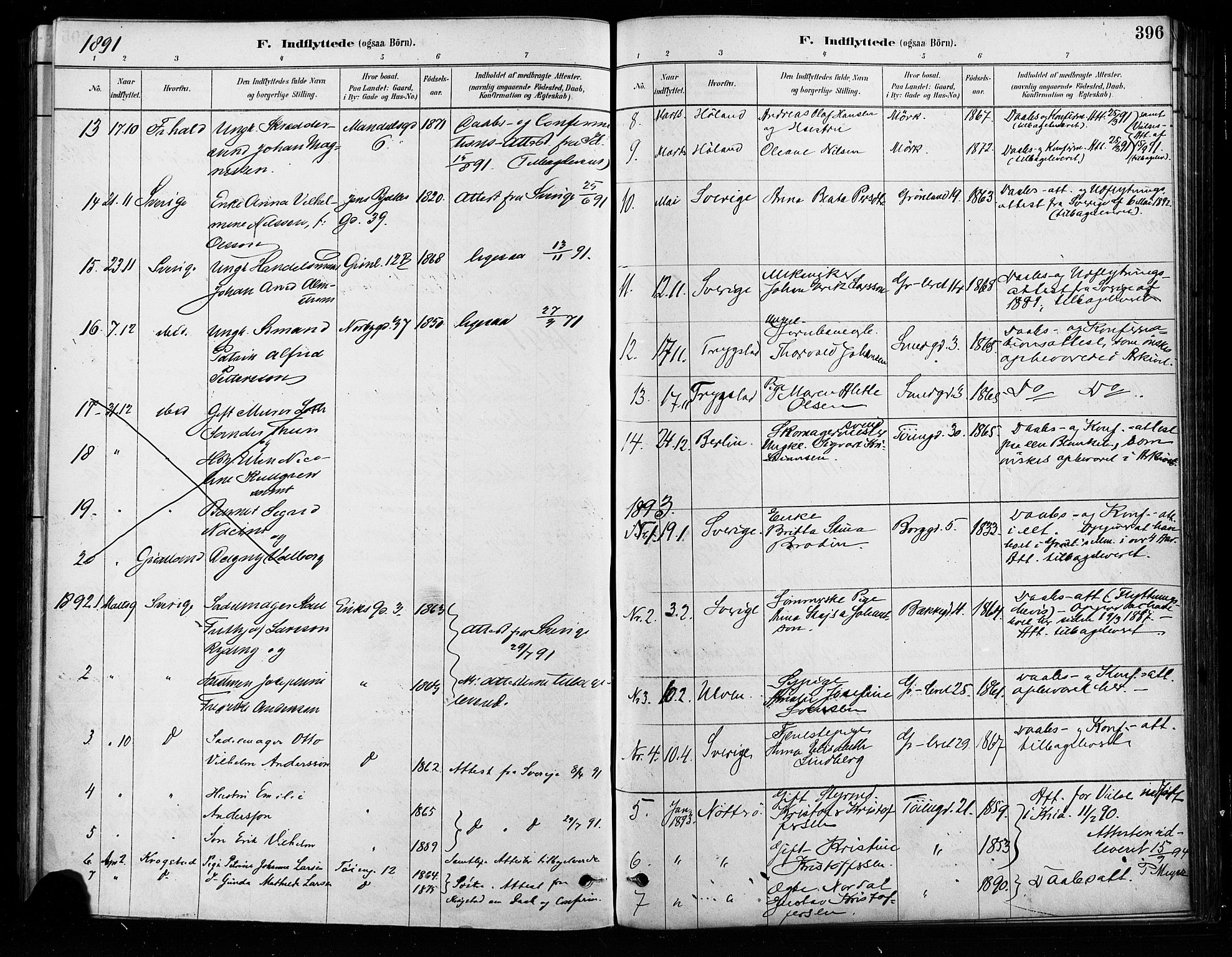 Grønland prestekontor Kirkebøker, AV/SAO-A-10848/F/Fa/L0008: Parish register (official) no. 8, 1881-1893, p. 396