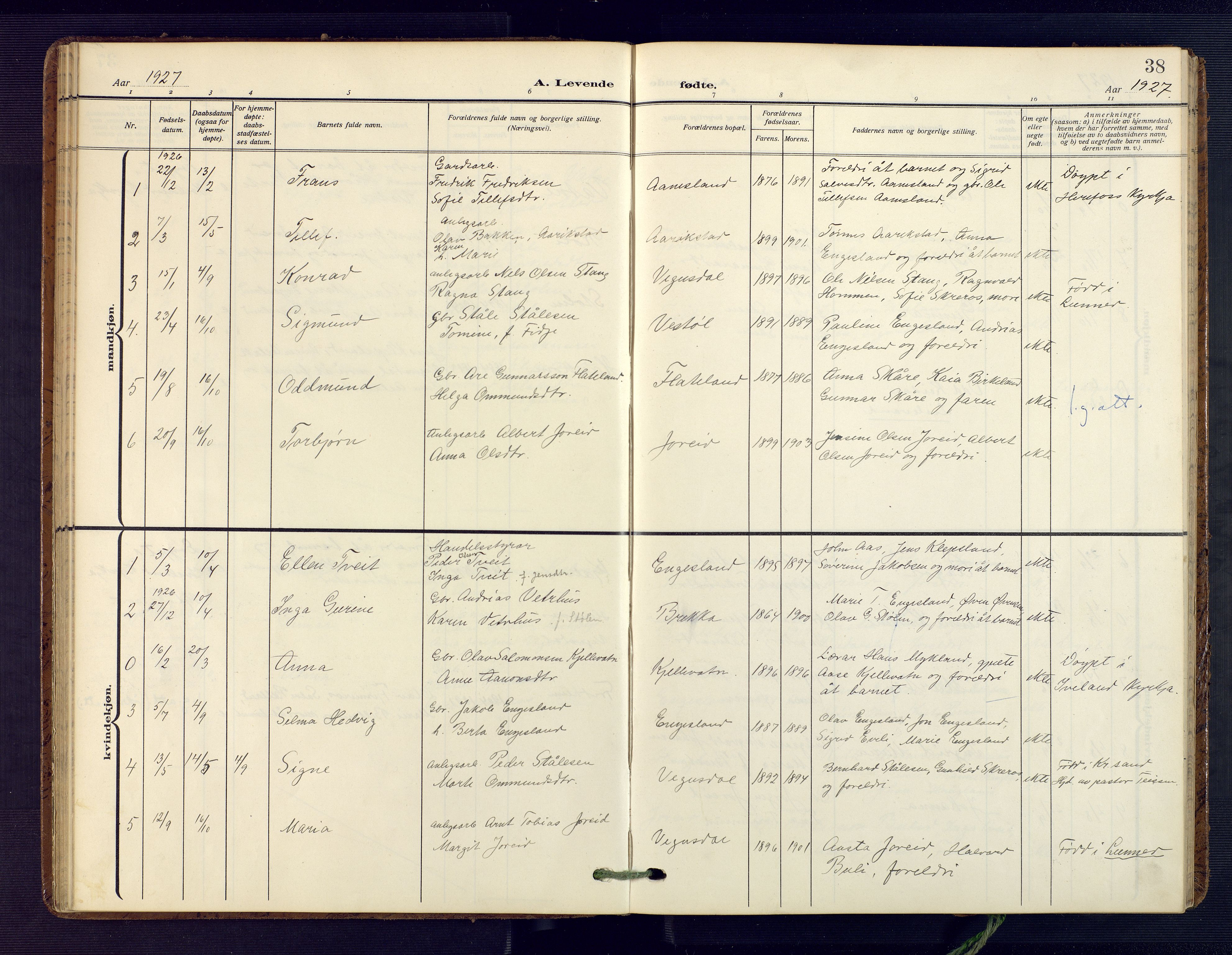 Herefoss sokneprestkontor, SAK/1111-0019/F/Fa/Fab/L0005: Parish register (official) no. A 5, 1910-1932, p. 38