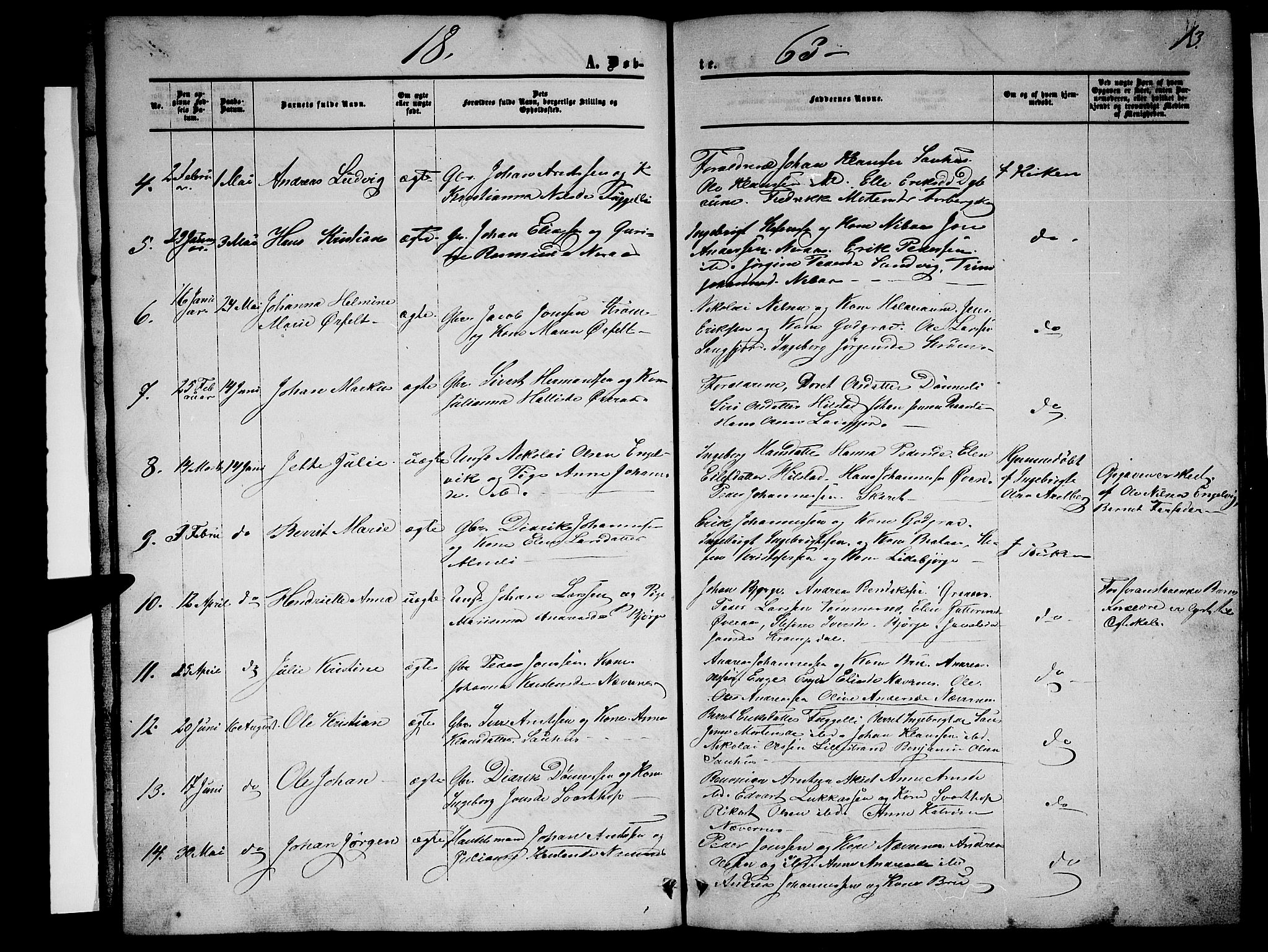 Ministerialprotokoller, klokkerbøker og fødselsregistre - Nordland, AV/SAT-A-1459/814/L0229: Parish register (copy) no. 814C02, 1859-1883, p. 13