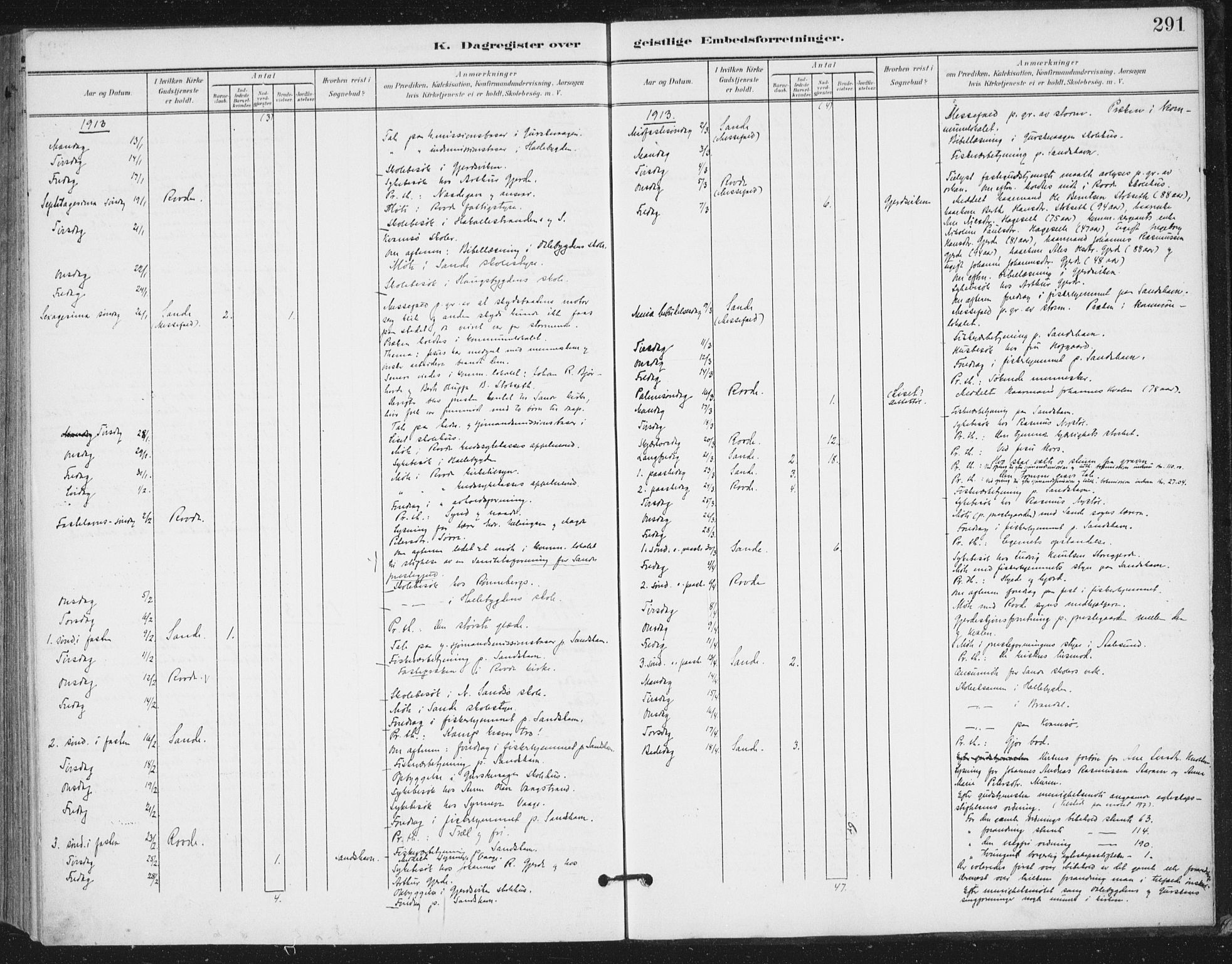 Ministerialprotokoller, klokkerbøker og fødselsregistre - Møre og Romsdal, SAT/A-1454/503/L0038: Parish register (official) no. 503A06, 1901-1917, p. 291