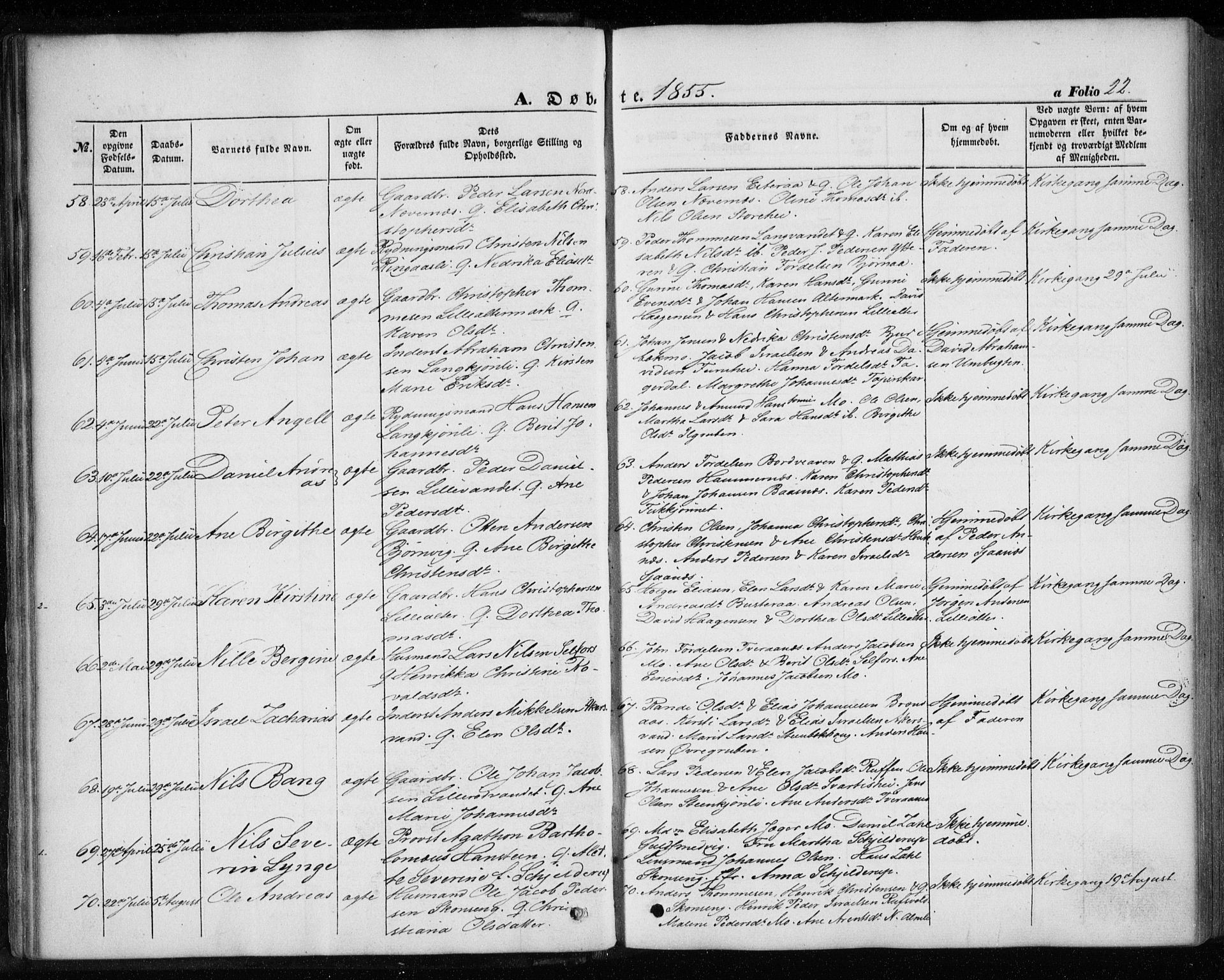 Ministerialprotokoller, klokkerbøker og fødselsregistre - Nordland, SAT/A-1459/827/L0392: Parish register (official) no. 827A04, 1853-1866, p. 22