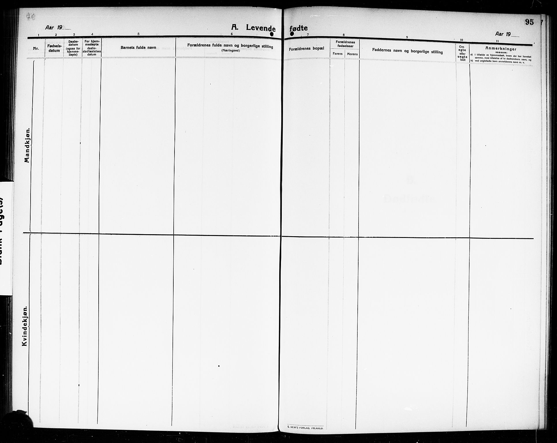 Moss prestekontor Kirkebøker, SAO/A-2003/G/Gb/L0003: Parish register (copy) no. II 3, 1910-1919, p. 95