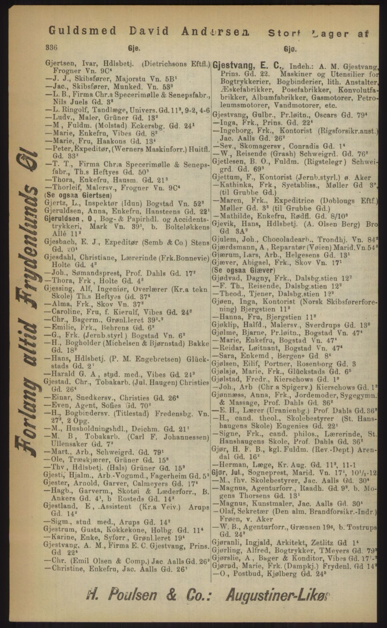 Kristiania/Oslo adressebok, PUBL/-, 1903, p. 336