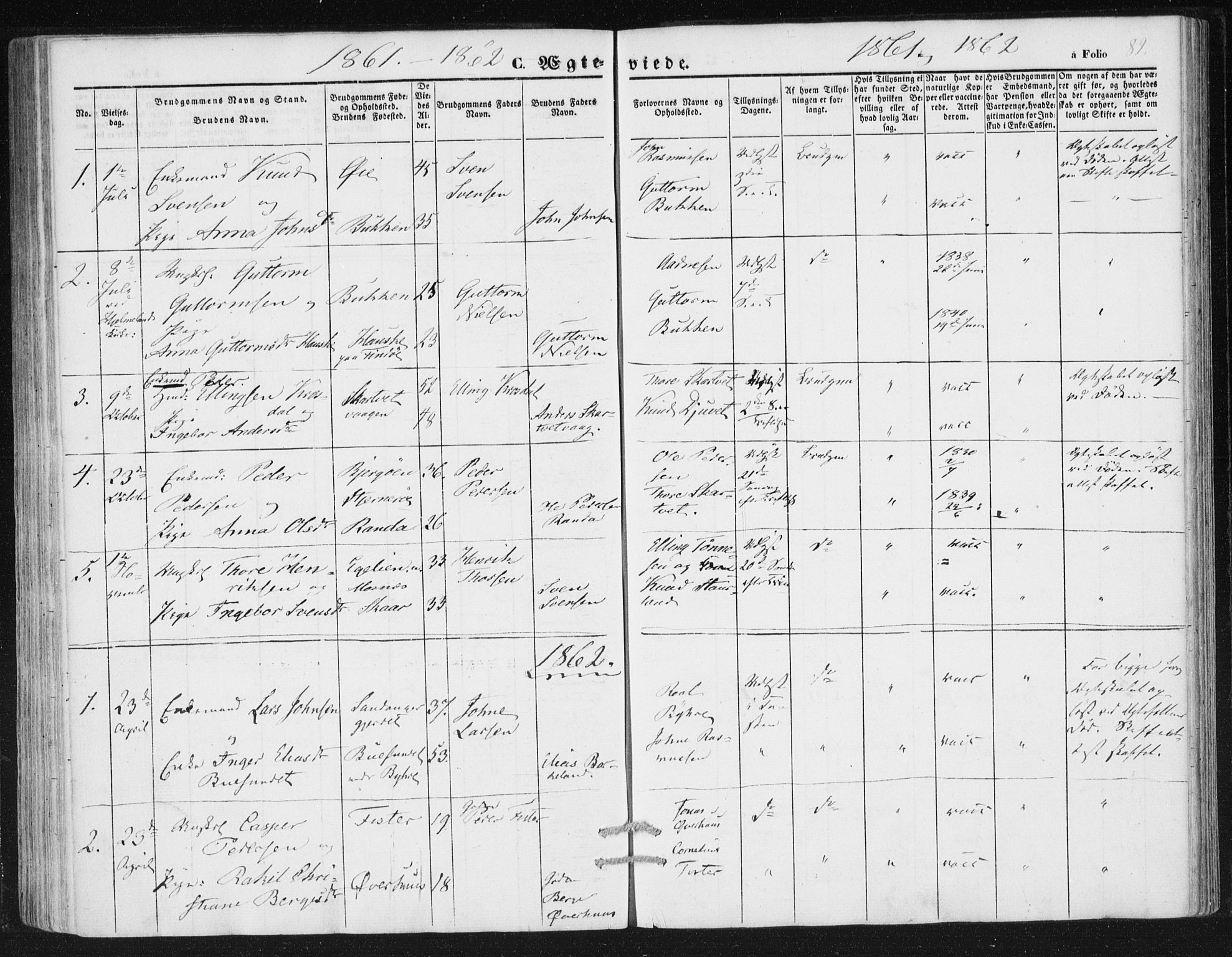 Hjelmeland sokneprestkontor, SAST/A-101843/01/IV/L0010: Parish register (official) no. A 10, 1851-1871, p. 89
