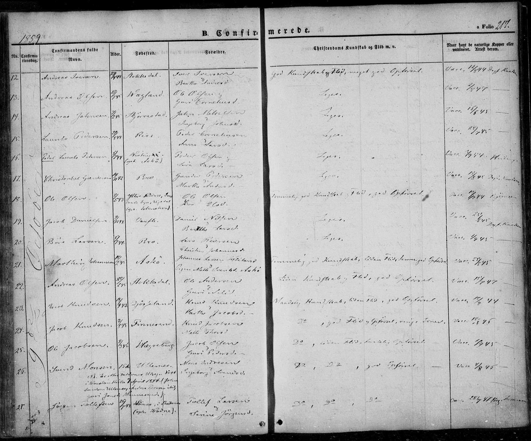 Rennesøy sokneprestkontor, SAST/A -101827/H/Ha/Haa/L0005: Parish register (official) no. A 5, 1838-1859, p. 217