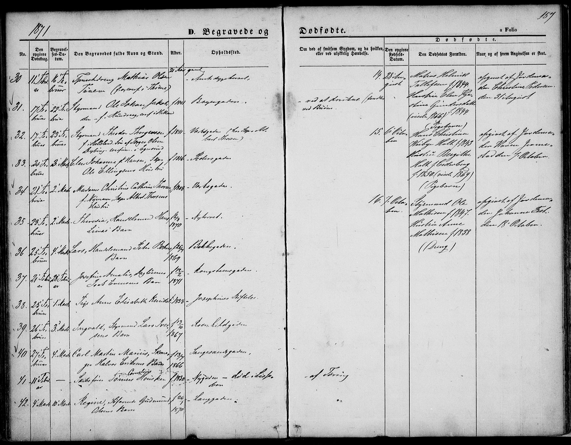 St. Petri sokneprestkontor, AV/SAST-A-101813/001/30/30BA/L0003: Parish register (official) no. A 3, 1861-1872, p. 157