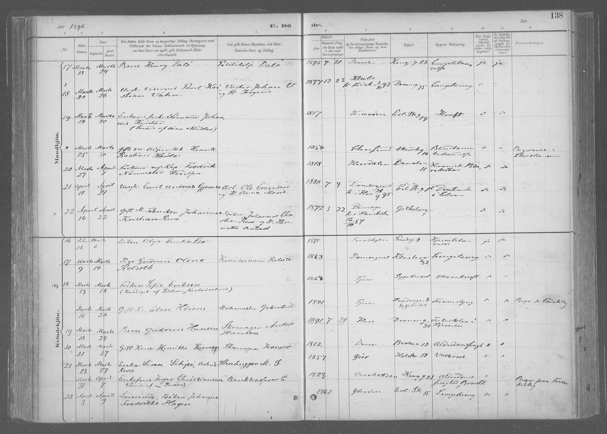 Ministerialprotokoller, klokkerbøker og fødselsregistre - Sør-Trøndelag, AV/SAT-A-1456/601/L0064: Parish register (official) no. 601A31, 1891-1911, p. 138