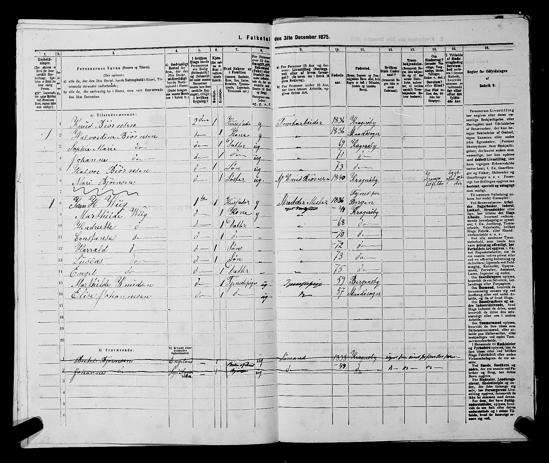 SAKO, 1875 census for 0801P Kragerø, 1875, p. 215