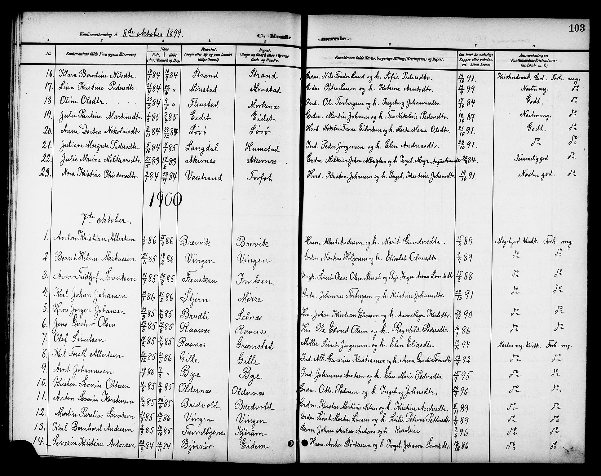 Ministerialprotokoller, klokkerbøker og fødselsregistre - Sør-Trøndelag, SAT/A-1456/655/L0688: Parish register (copy) no. 655C04, 1899-1922, p. 103