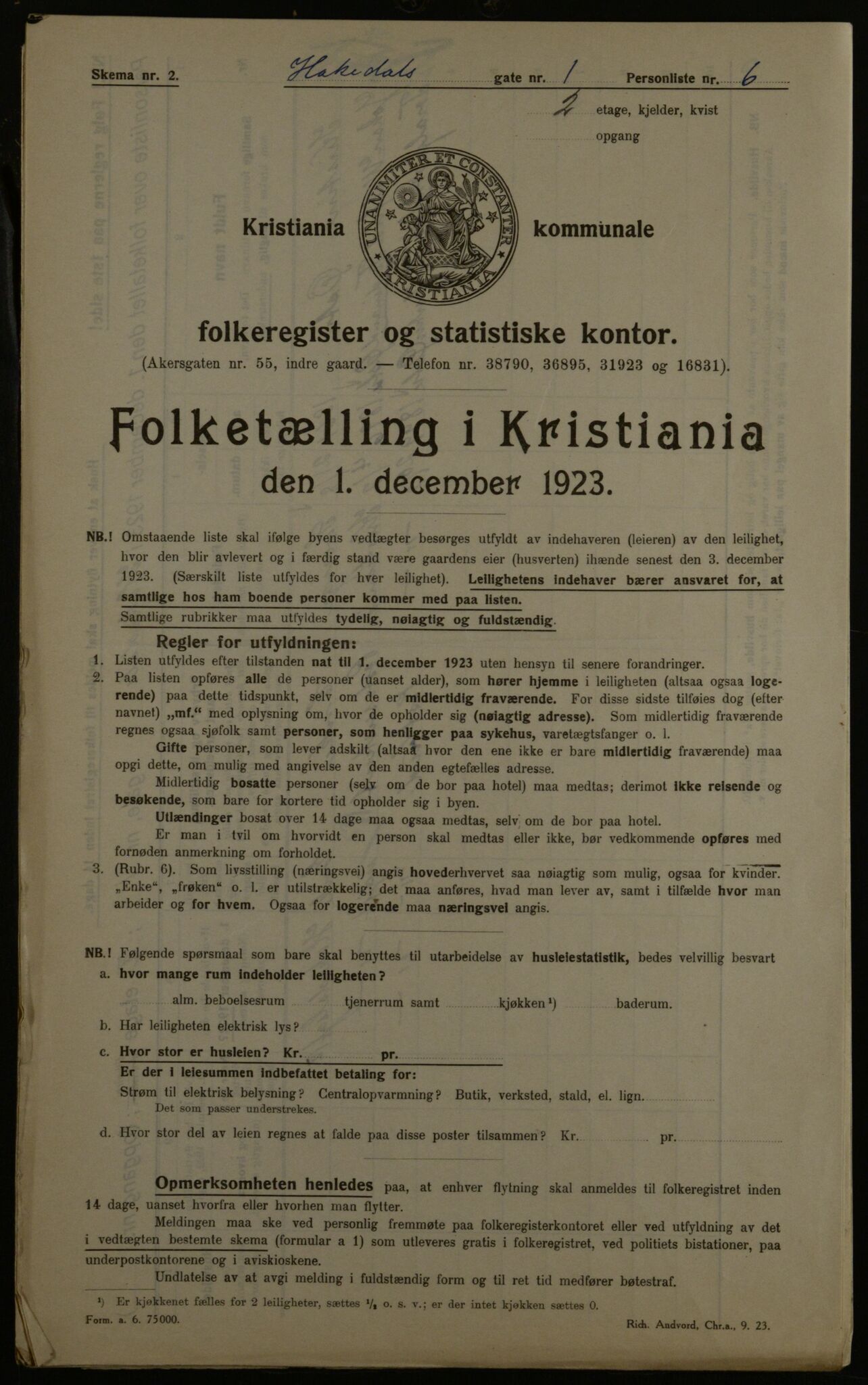 OBA, Municipal Census 1923 for Kristiania, 1923, p. 27282