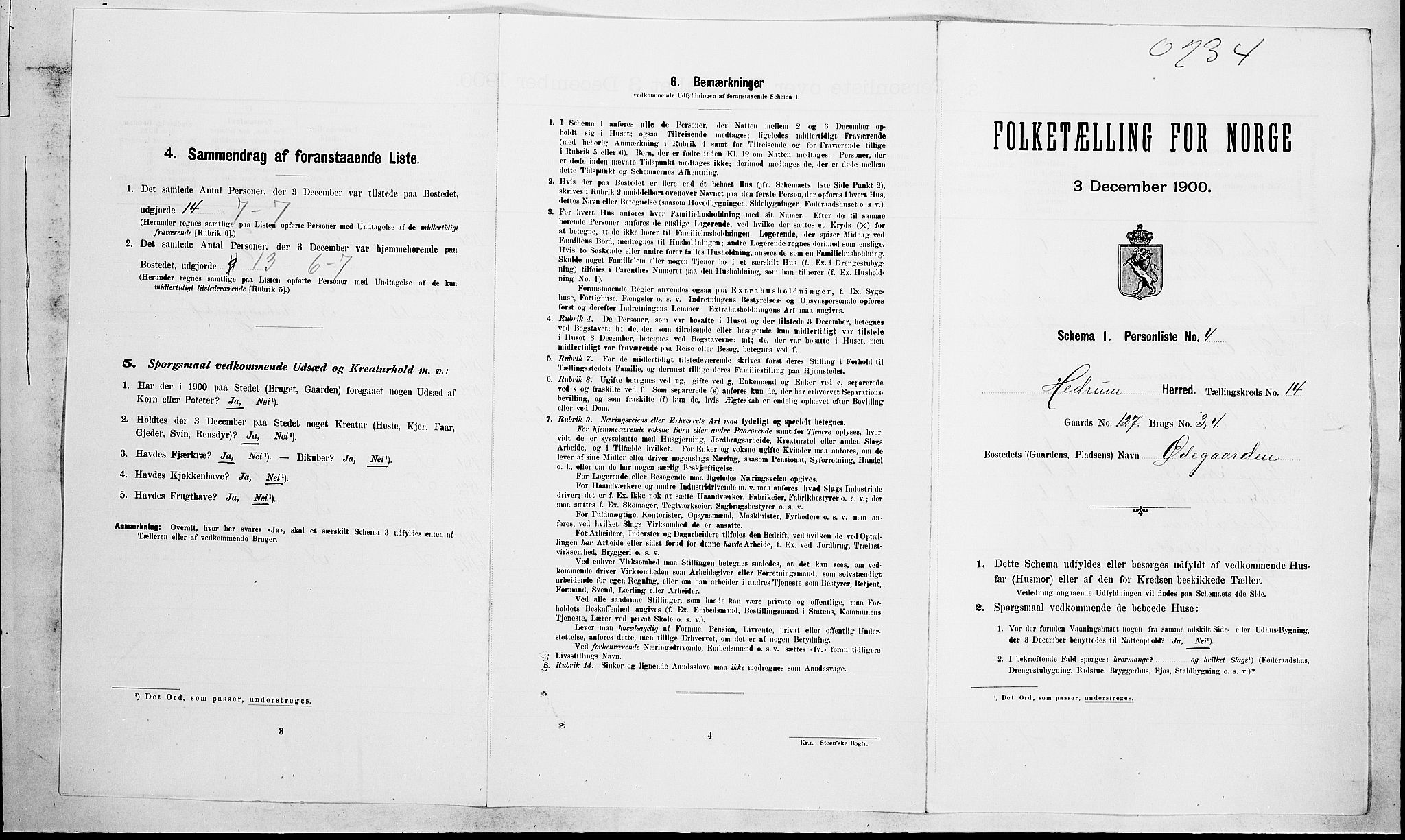 RA, 1900 census for Hedrum, 1900, p. 1247