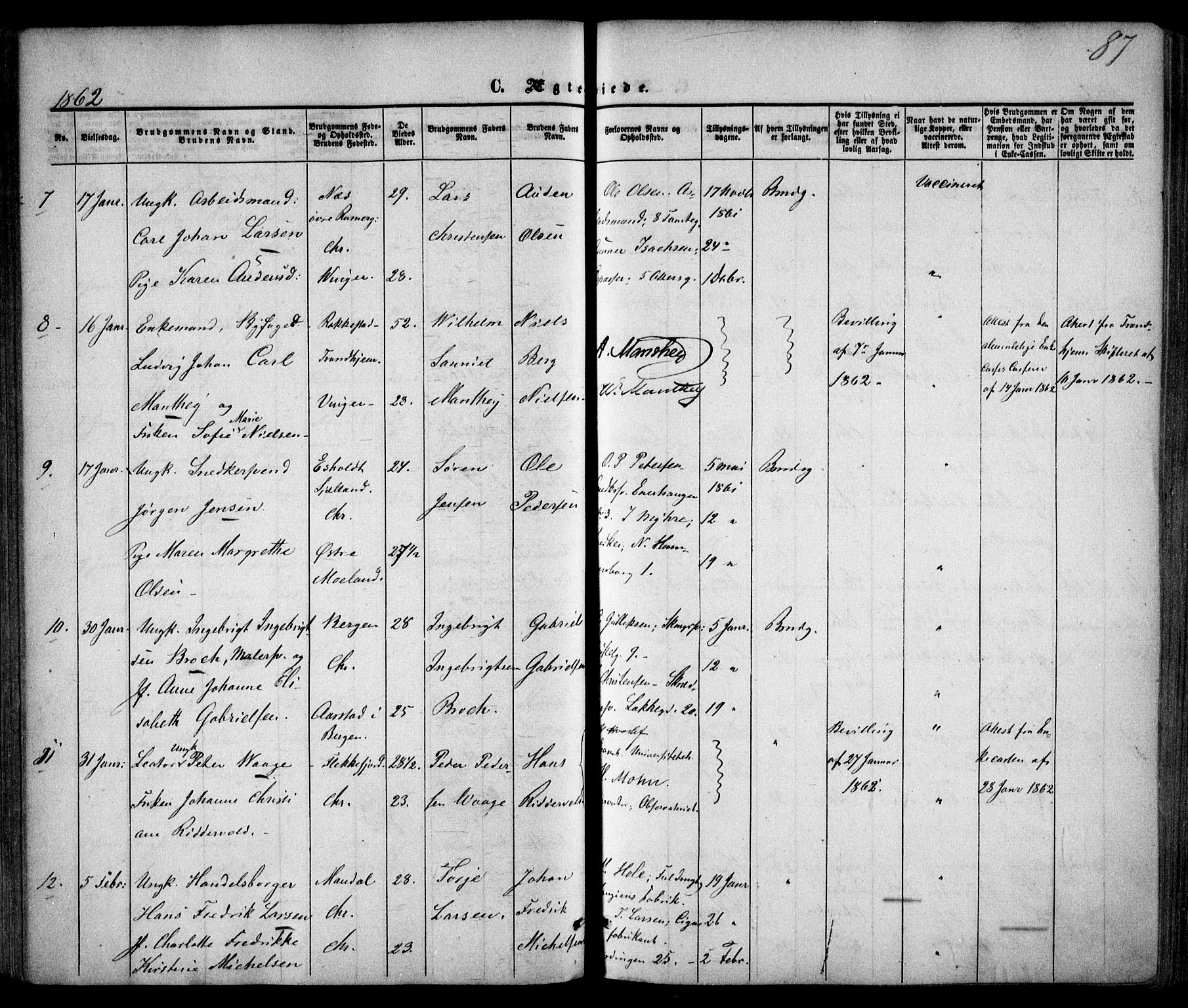 Trefoldighet prestekontor Kirkebøker, AV/SAO-A-10882/F/Fc/L0001: Parish register (official) no. III 1, 1858-1874, p. 87